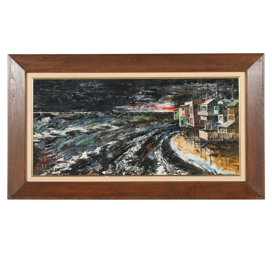Albert Nalpas 1955 Oil on Board Coastal Painting