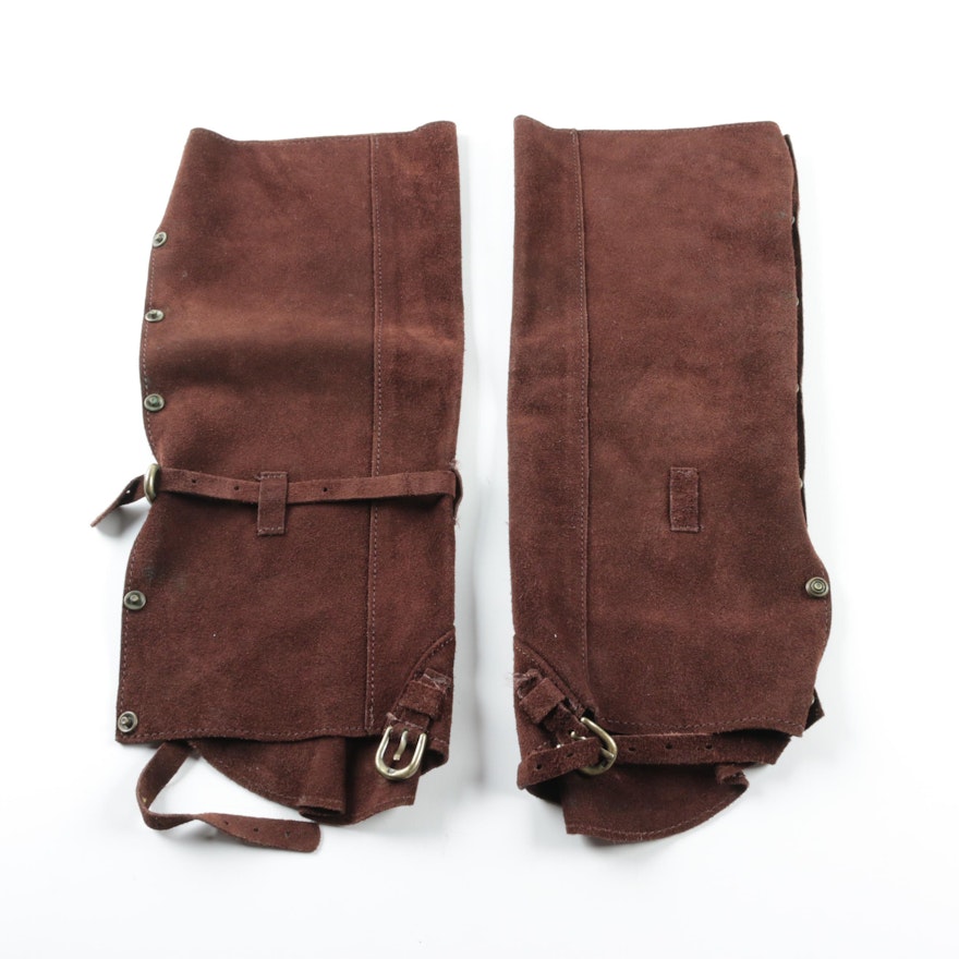 Brown Suede Snap Button Stir-Up Boot Covers