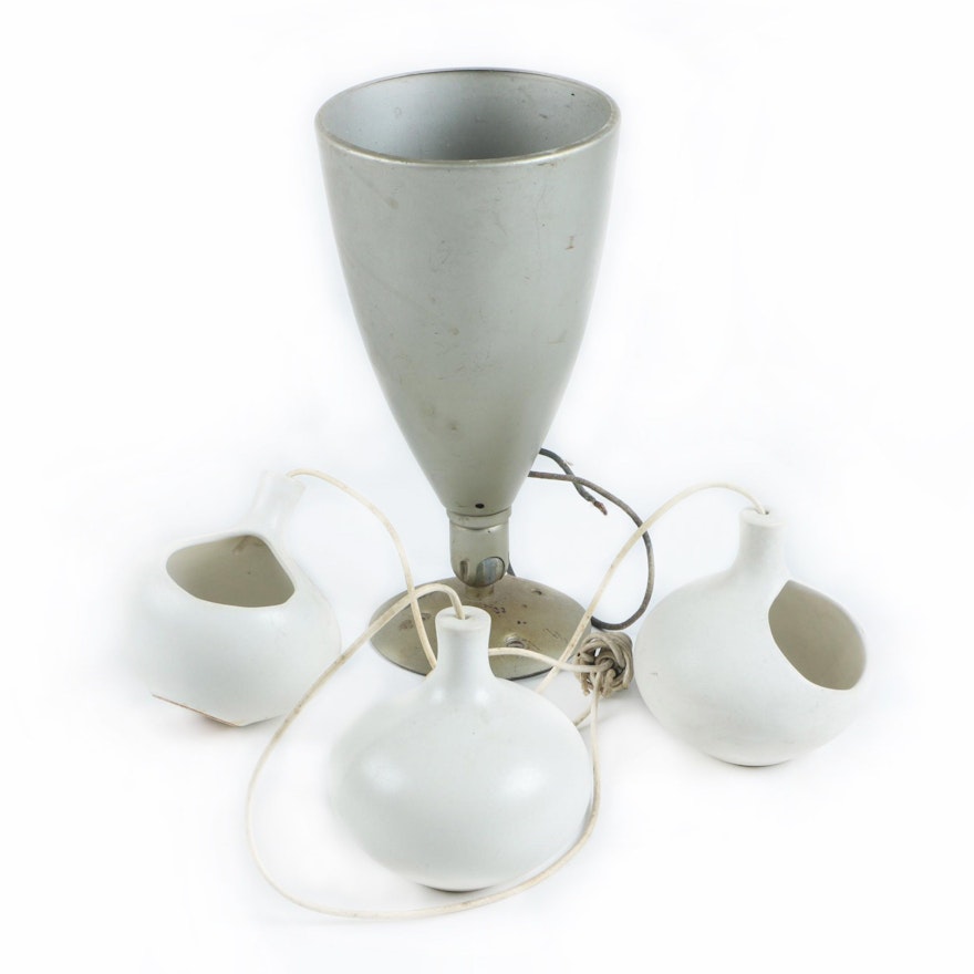 Ceramic Votive Holders and Silver Tone Metal Lamp