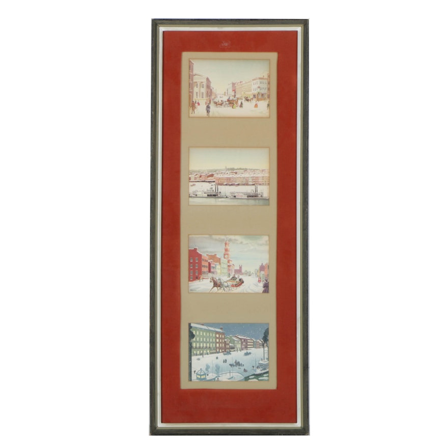 Four Offset Lithographs of Winter Scenes