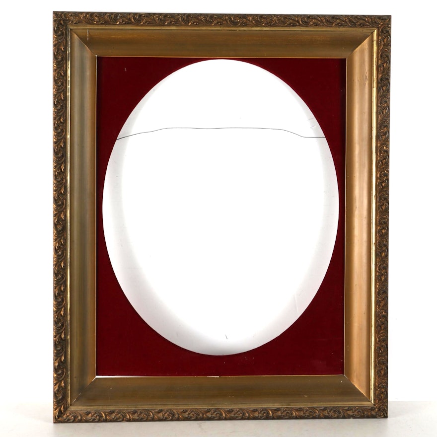 Wood and Gesso Picture Frame with Oval Liner
