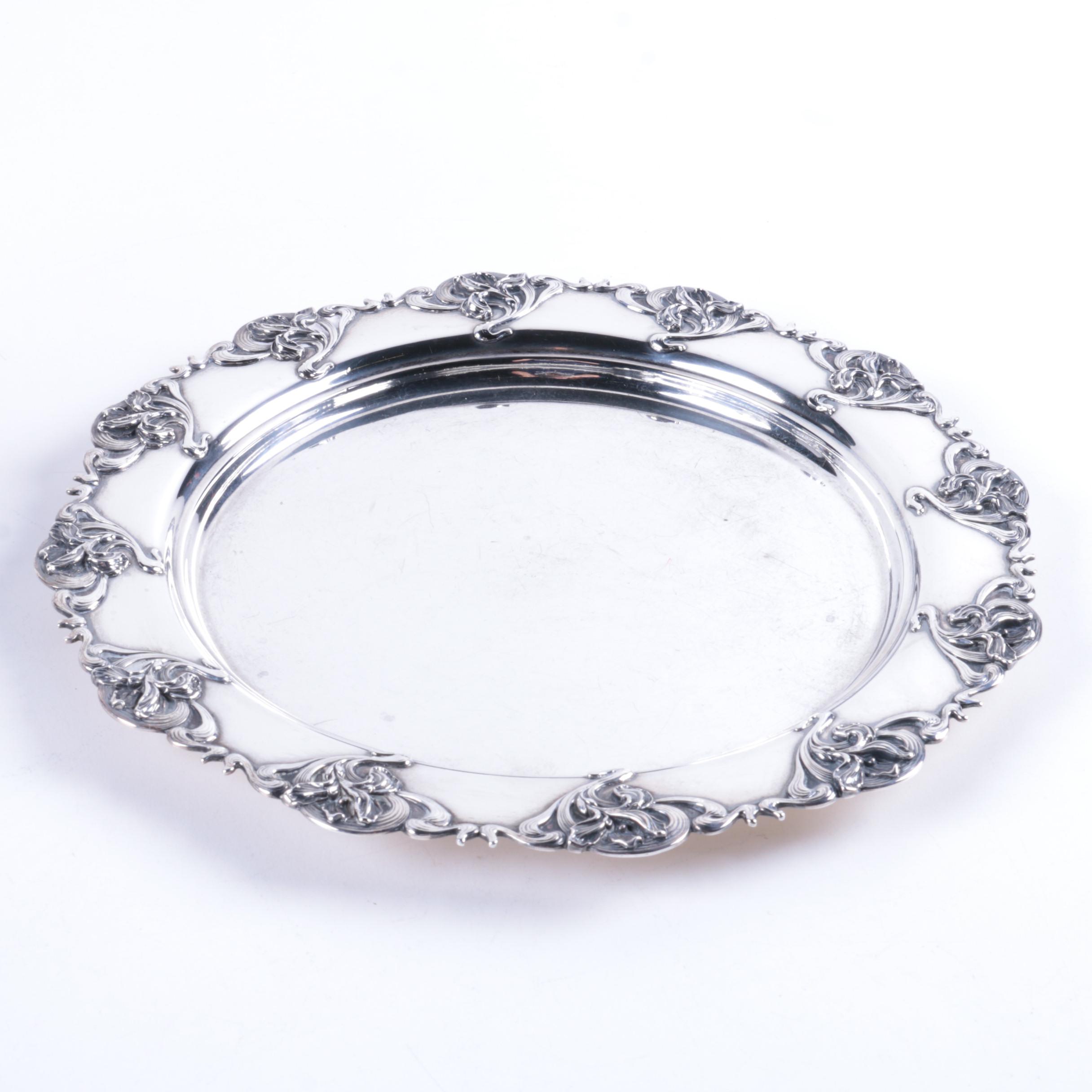 Sterling Silver Chased Iris Motif Coffee Service