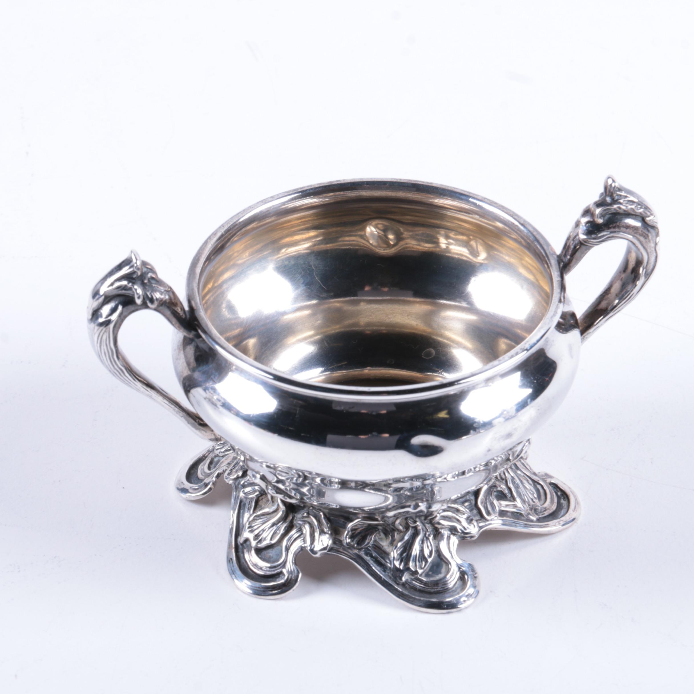 Sterling Silver Chased Iris Motif Coffee Service