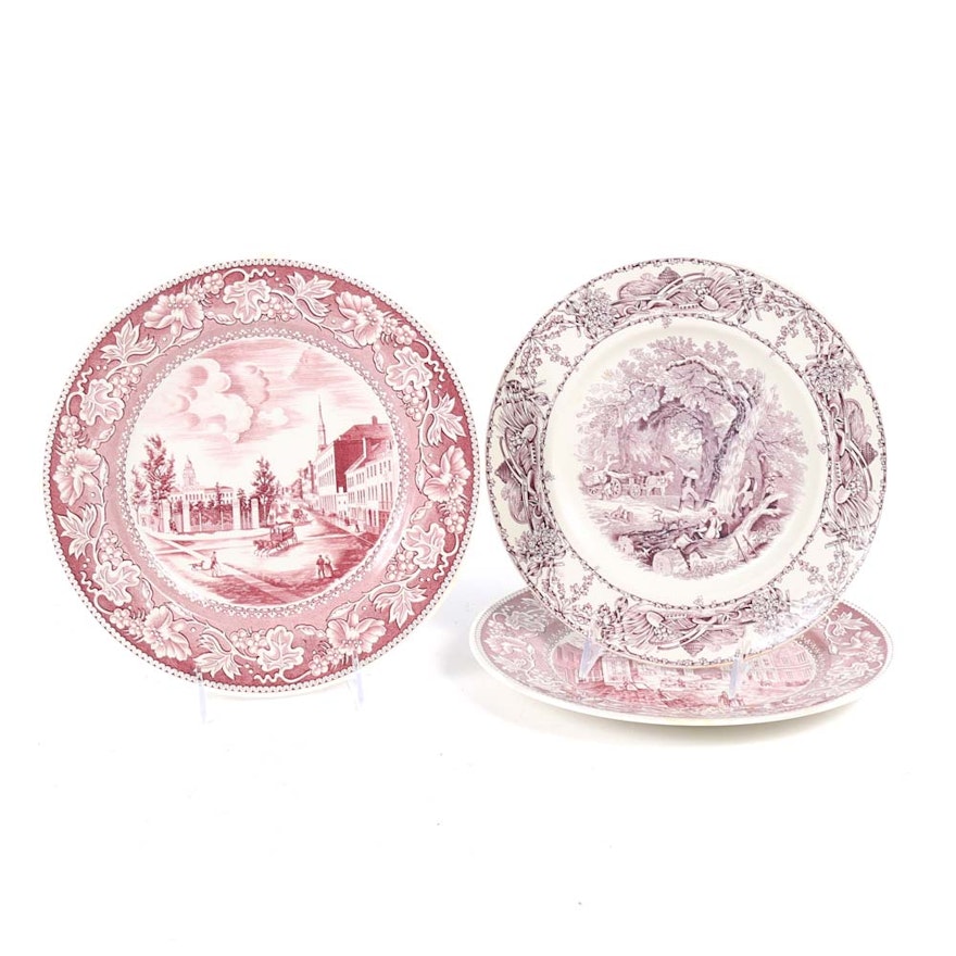 Vintage Wall Plates Featuring Wedgwood Etruria and AJ Wilkinson