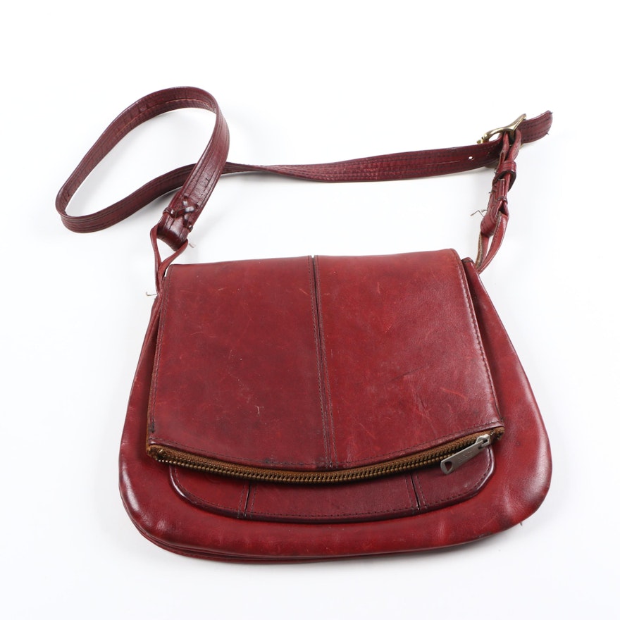 Vintage Colonial Red Leather Shoulder Bag