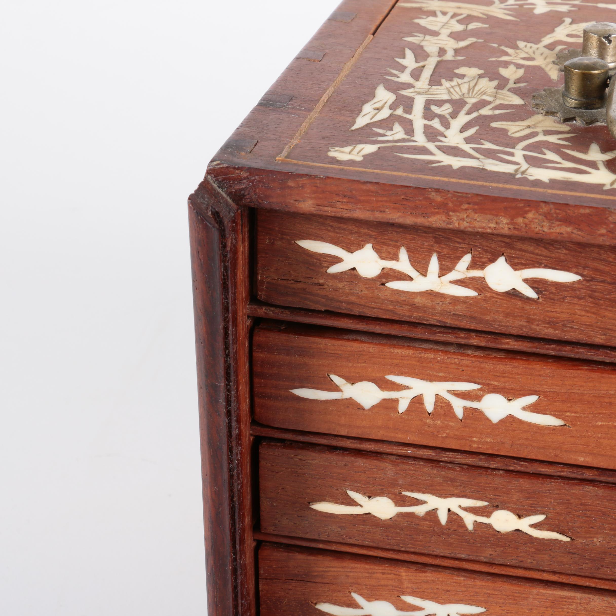 Vintage Bone and Bamboo Mah Jongg Set in Wood Case with Bone Inlay