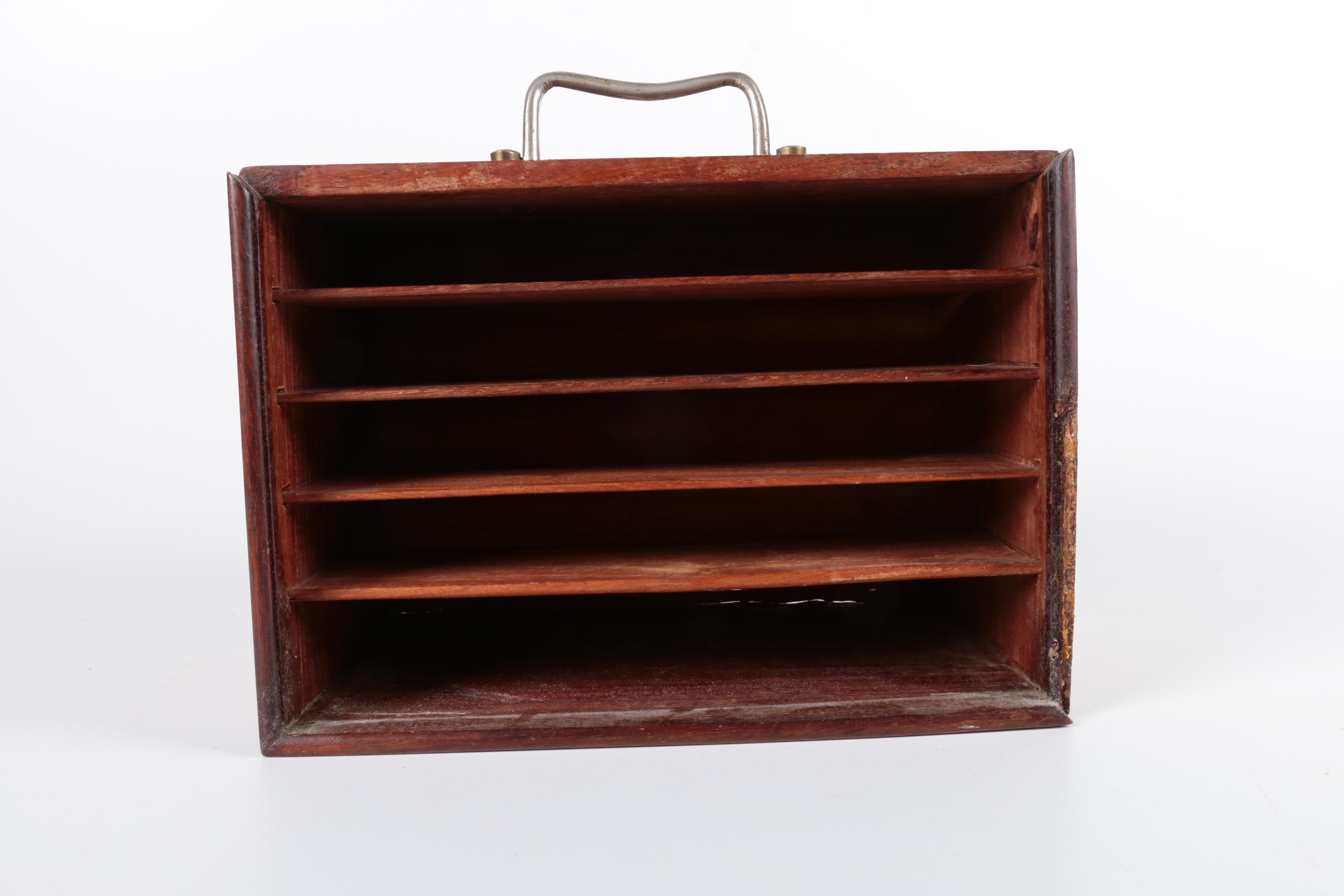 Vintage Bone and Bamboo Mah Jongg Set in Wood Case with Bone Inlay