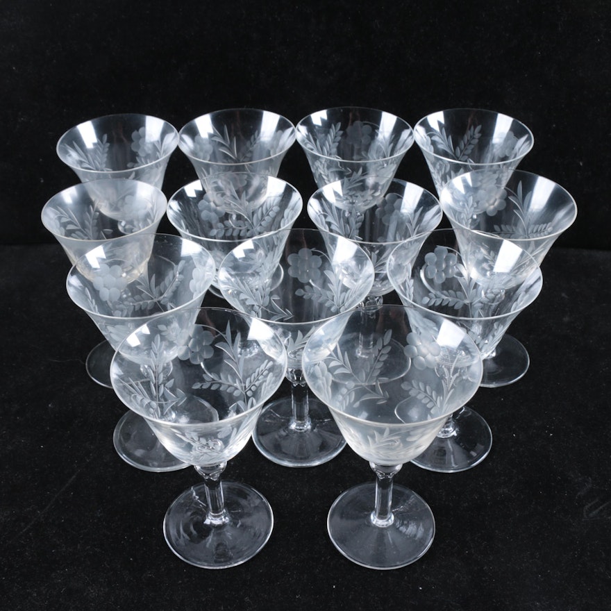 Collection of Etched Glass Stemware