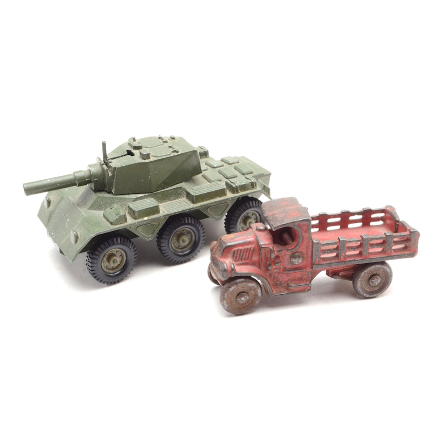 Vintage Die Cast Truck and Army Tank