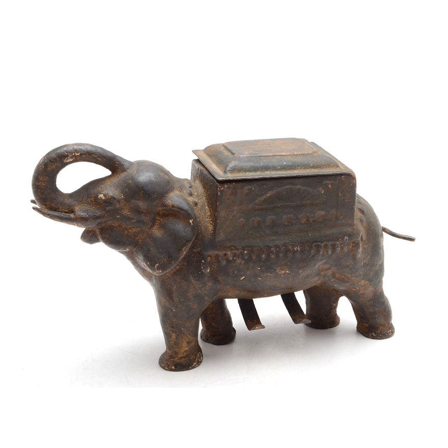 Antique Cast Iron Elephant Cigarette Dispenser