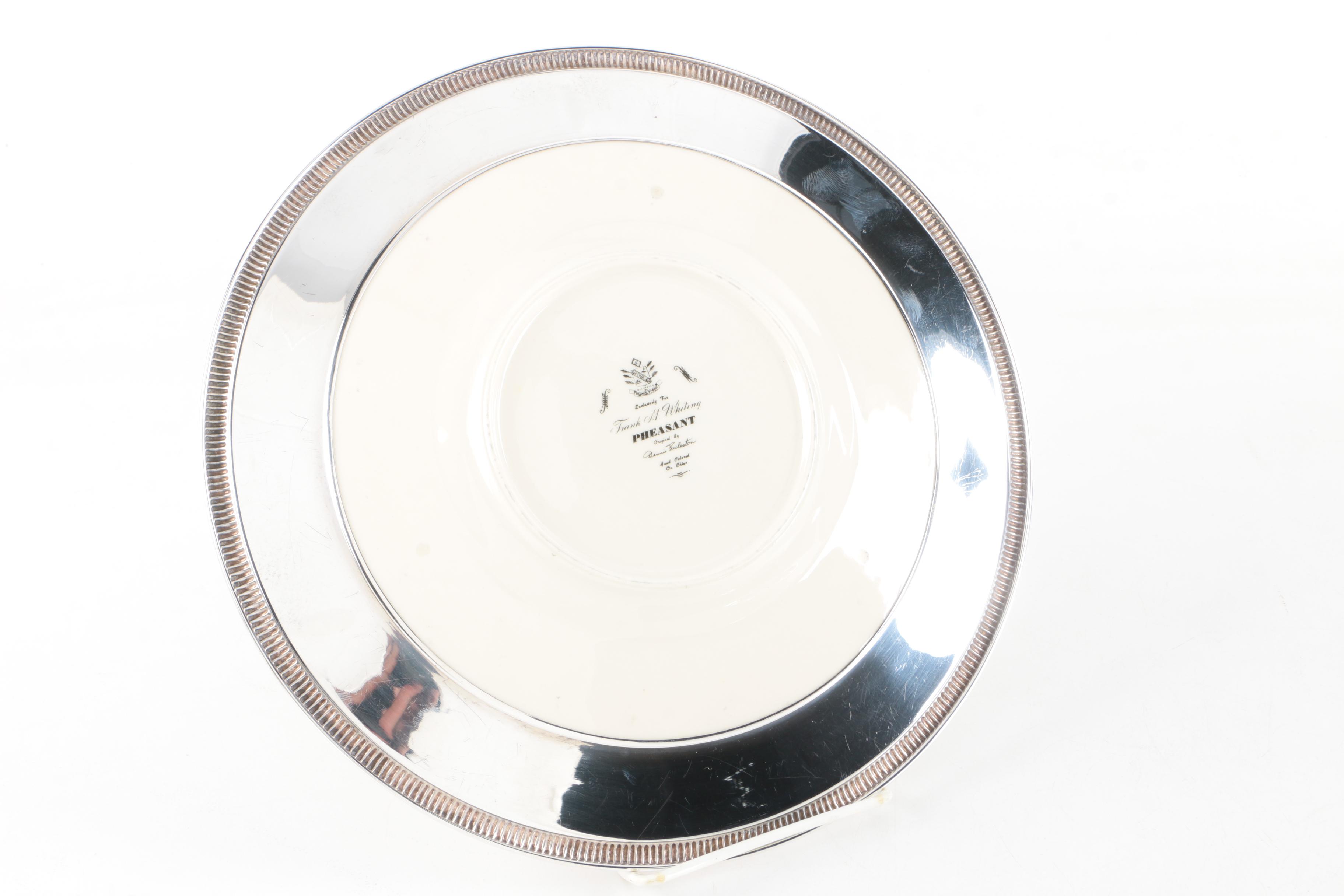 Sterling Silver and Porcelain Avian Themed Plates and Coasters