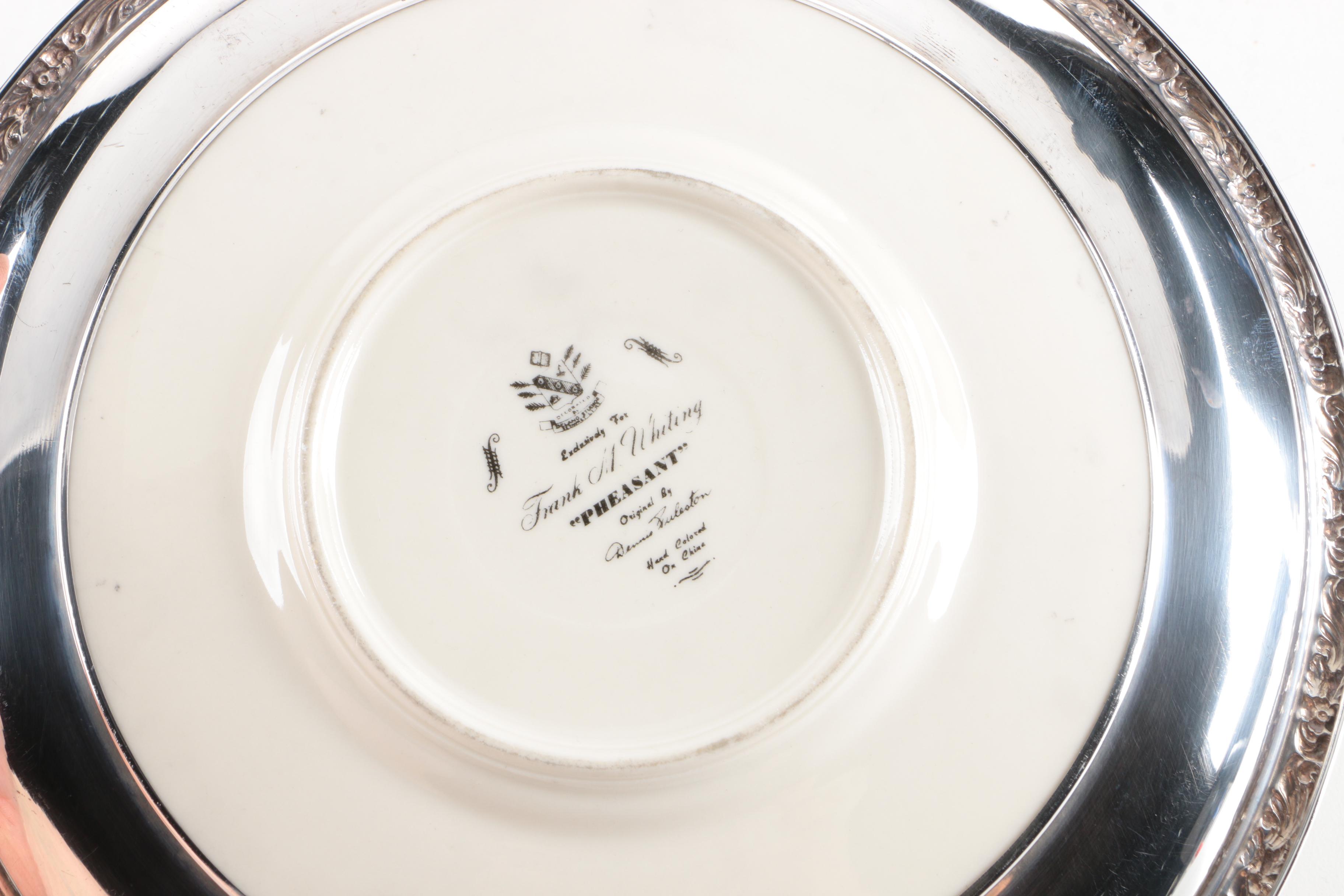 Sterling Silver and Porcelain Avian Themed Plates and Coasters