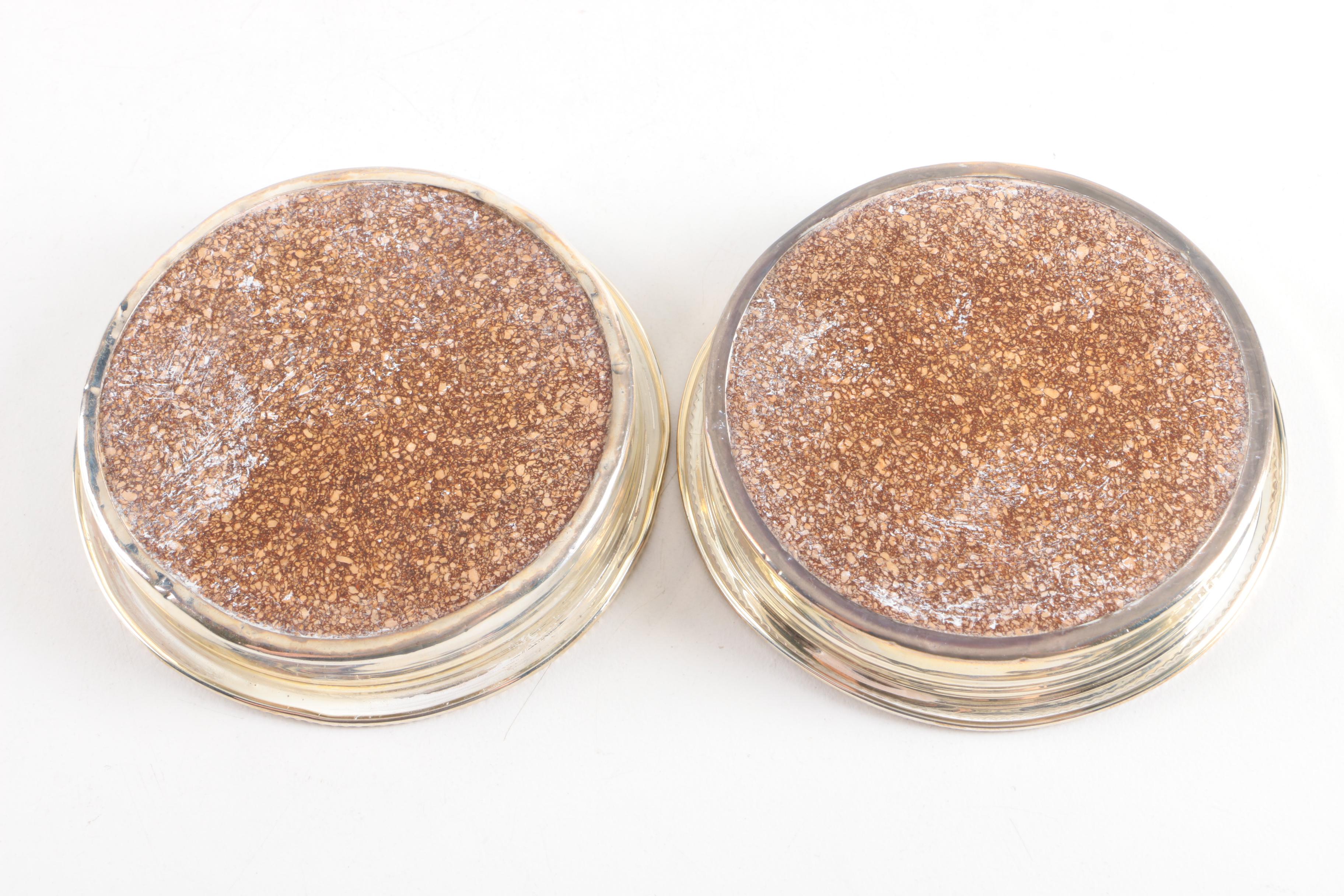 Sterling Silver and Porcelain Avian Themed Plates and Coasters