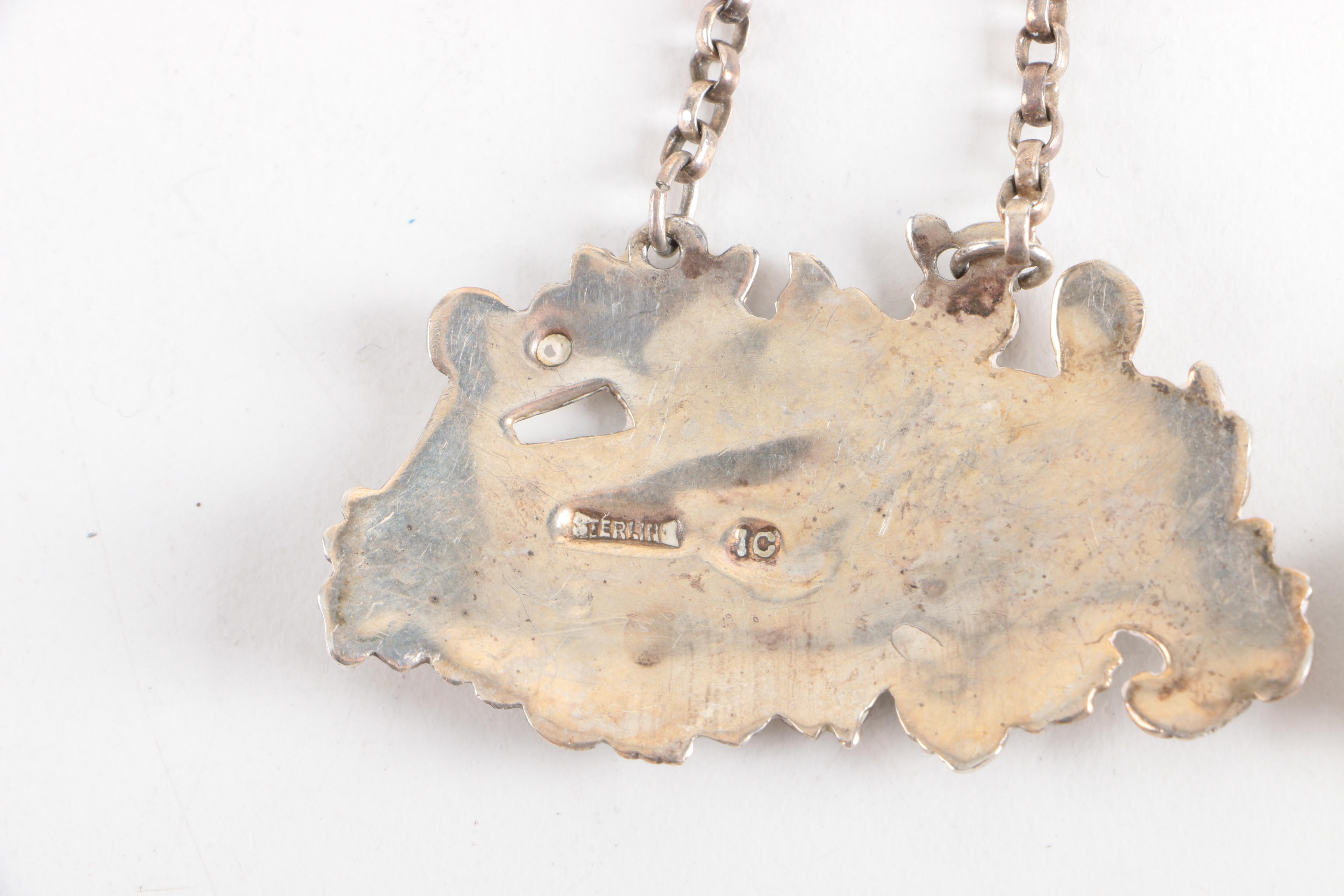 Walker & Hall Glass and Sterling Decanter with Sterling Silver and Glass Barware