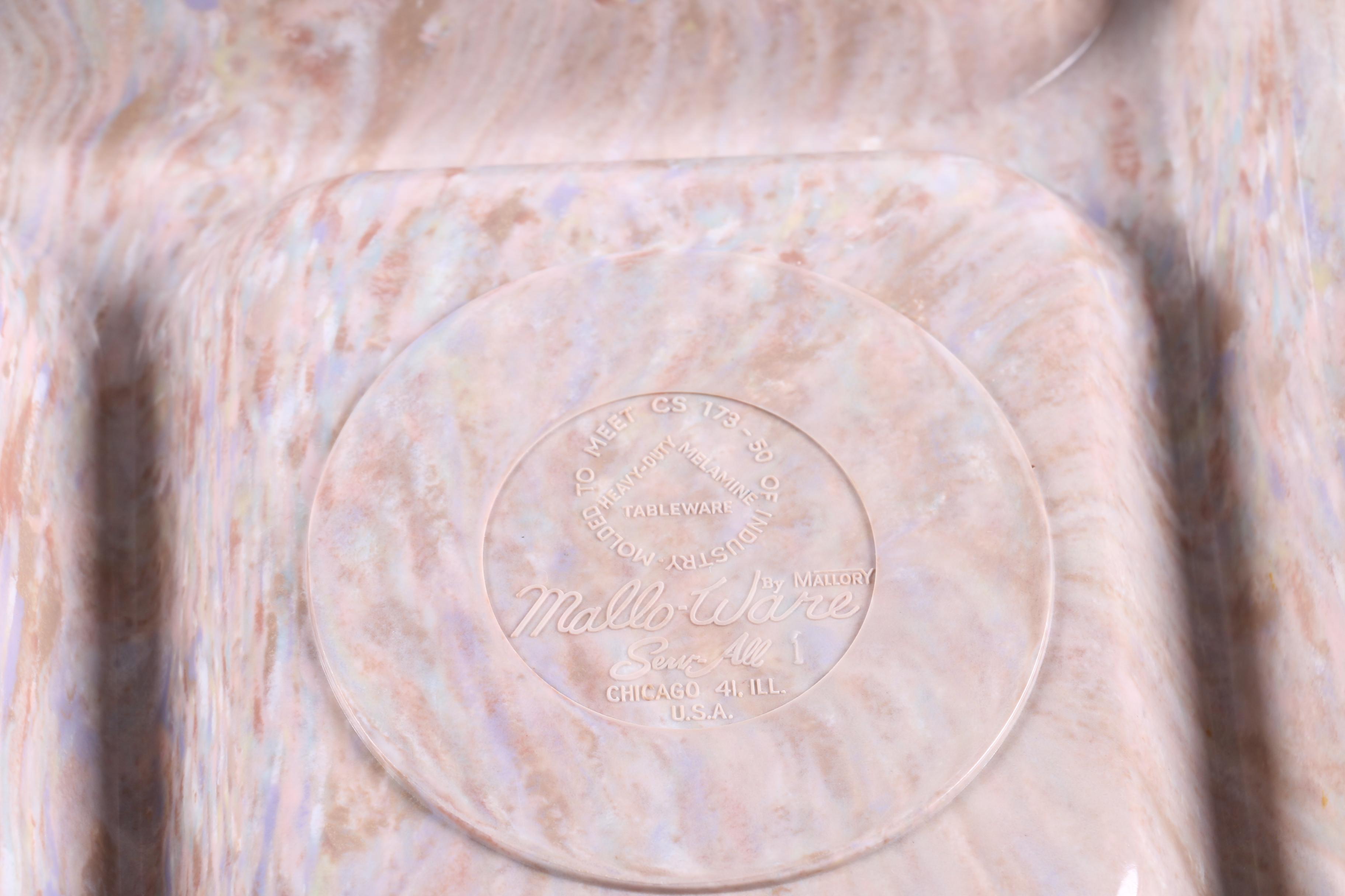 Vintage "Mallo-Ware" by Mallory Melamine Cafeteria Trays and Cups