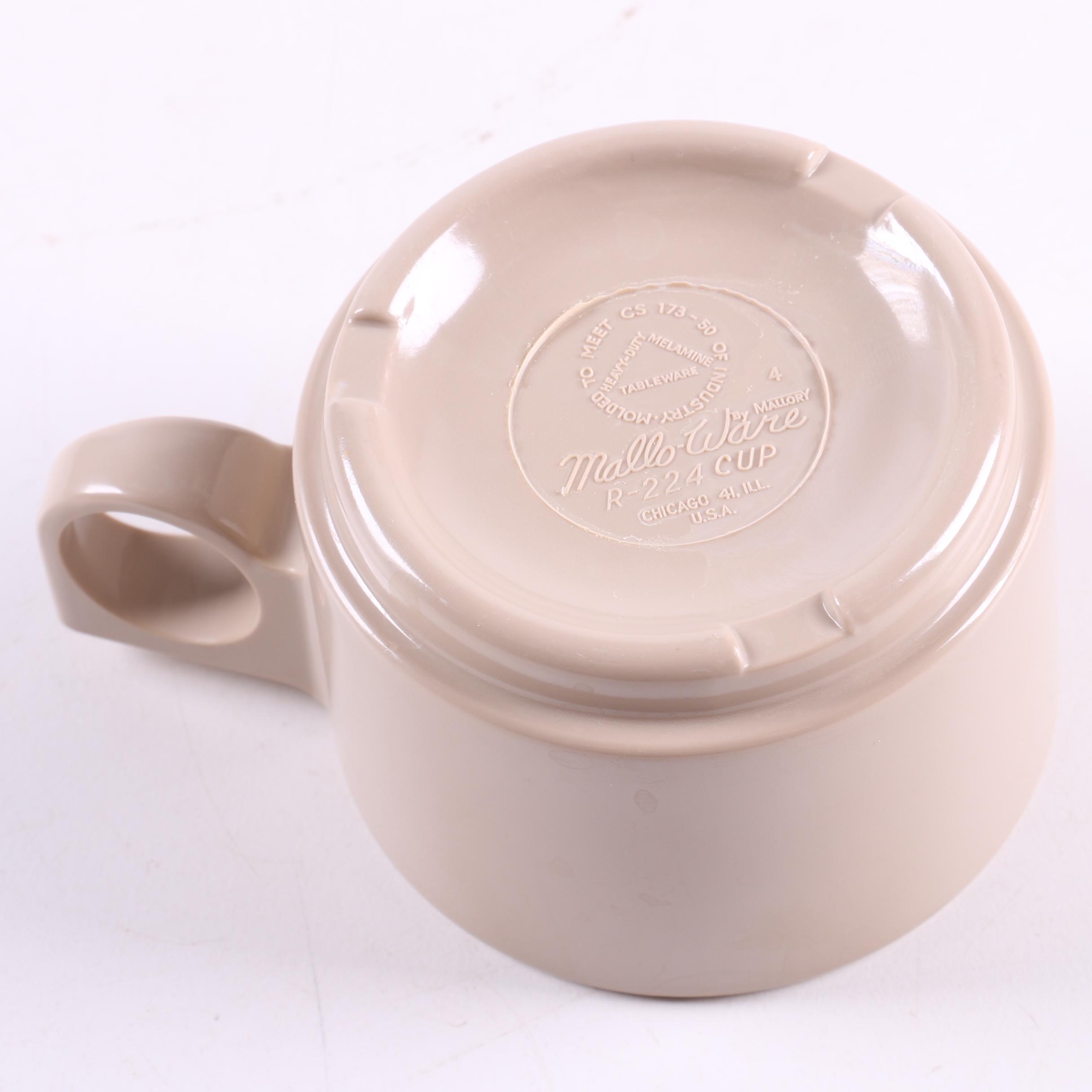 Vintage "Mallo-Ware" by Mallory Melamine Cafeteria Trays and Cups