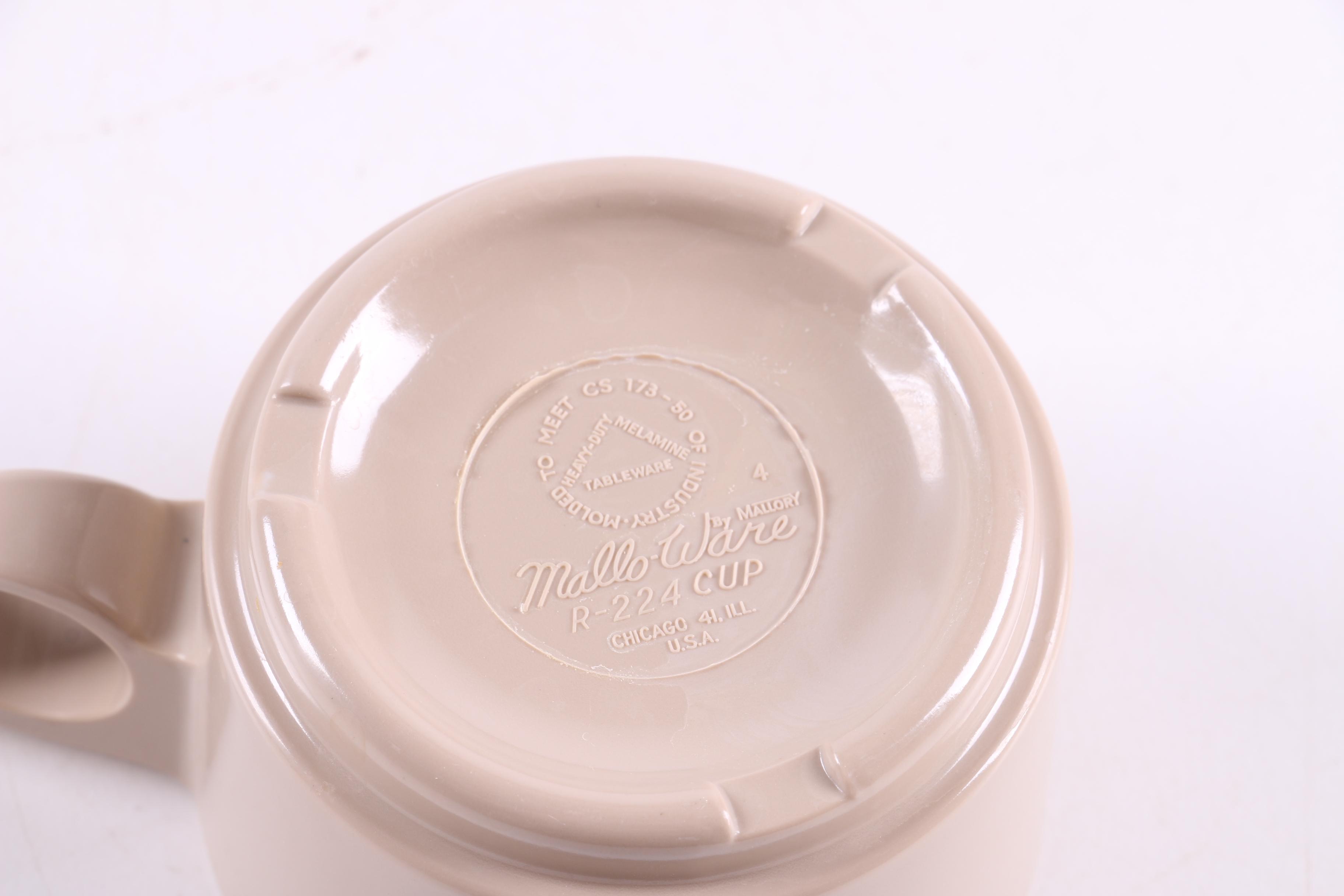 Vintage "Mallo-Ware" by Mallory Melamine Cafeteria Trays and Cups