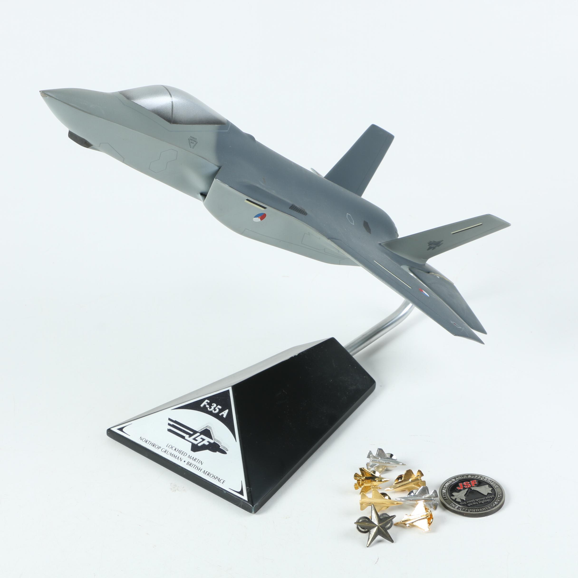 Lockheed Martin F-35A Model with Medal and Pins