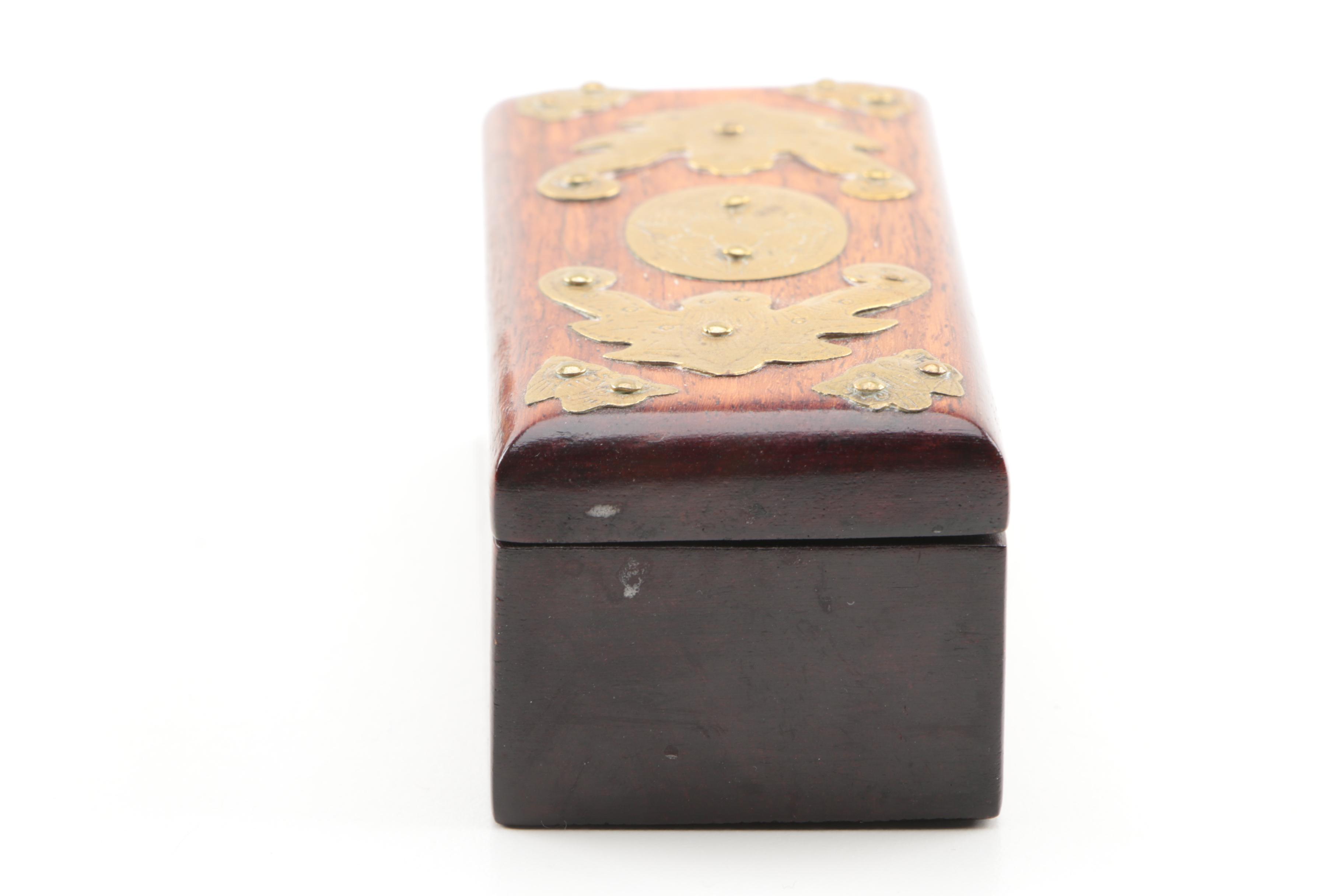 Chinese Bowenite and Brass Wooden Jewelry Boxes