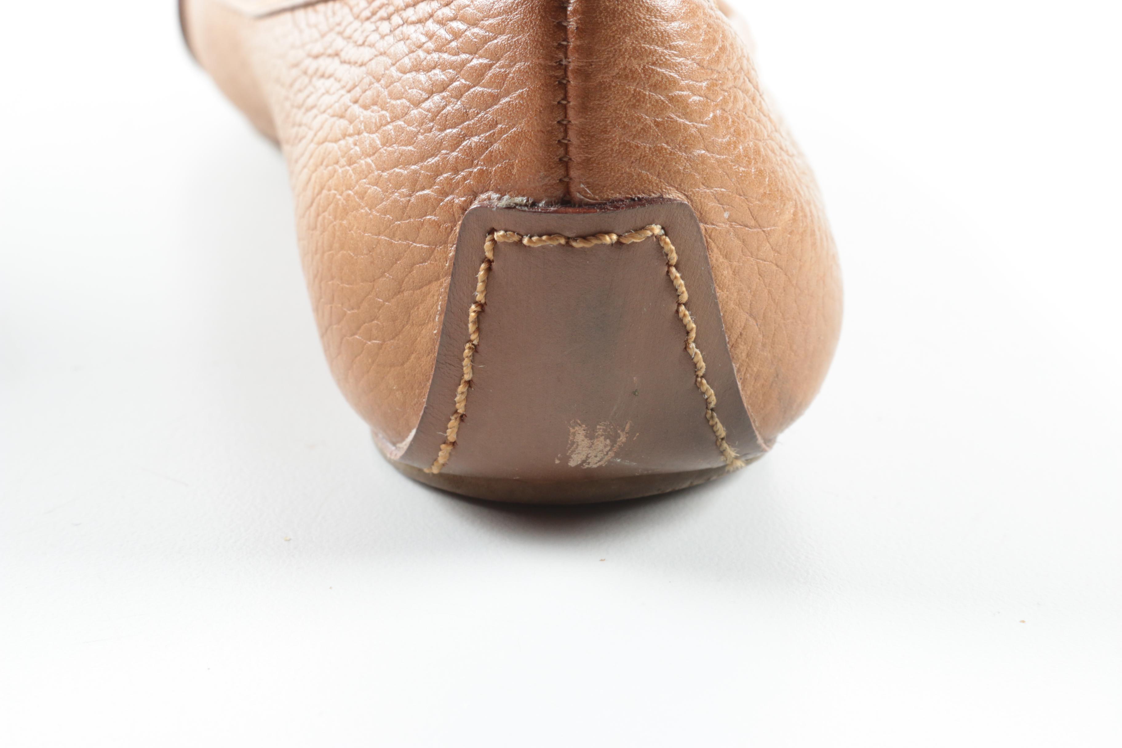 Tory Burch Clines Tan Leather Ballet Flats