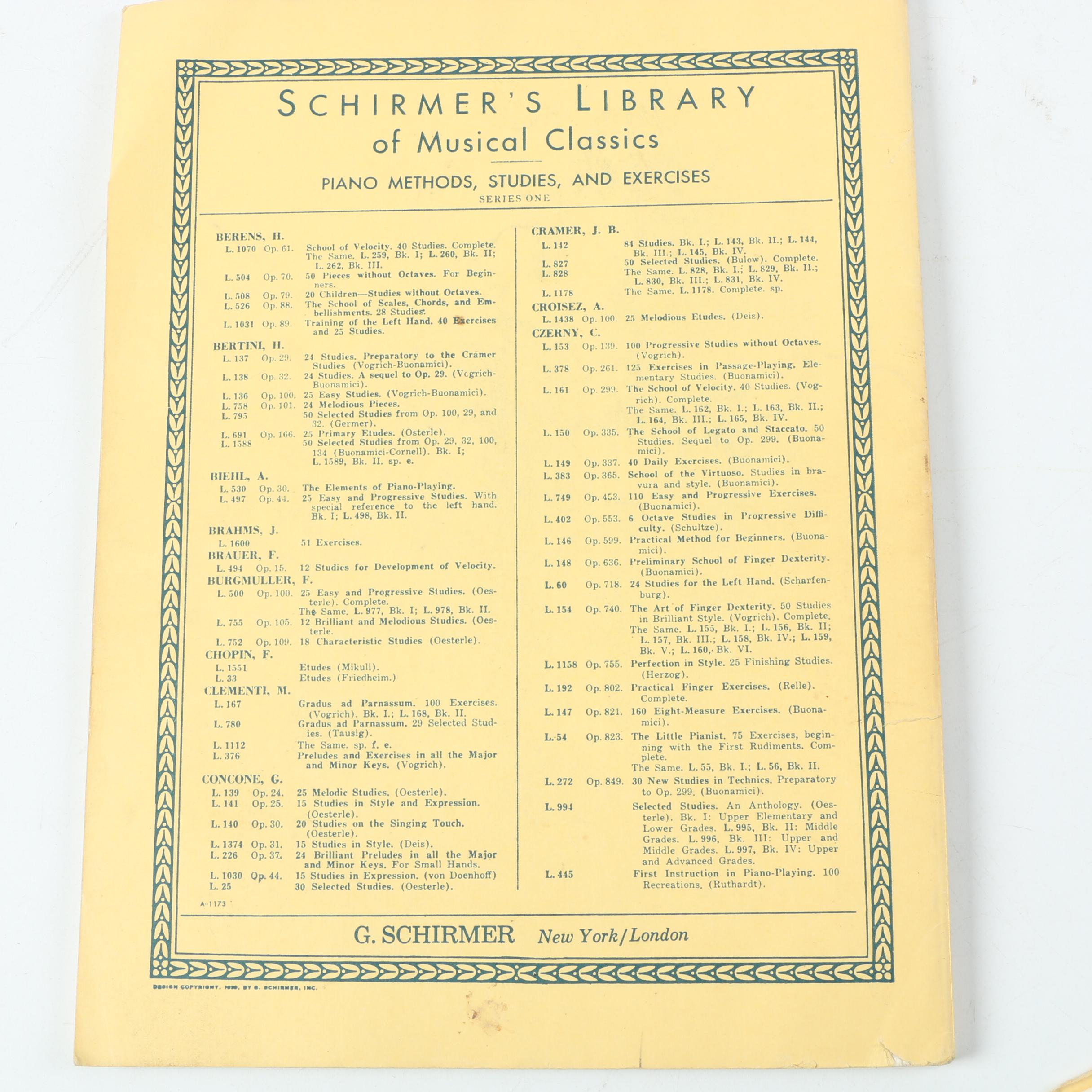 "Schirmer's Library of Musical Classics" Sheet Music Volumes