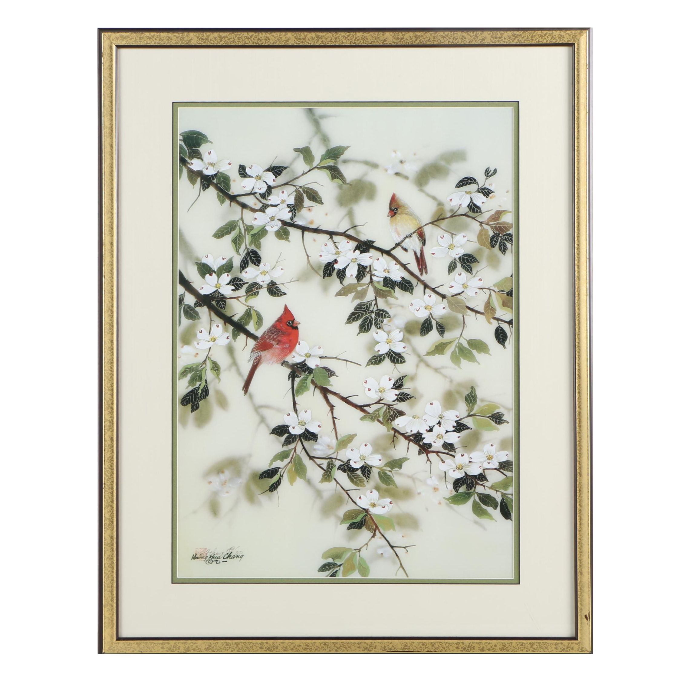 Hsing-Hua Chang Signed Limited Edition Offset Lithograph of Cardinals