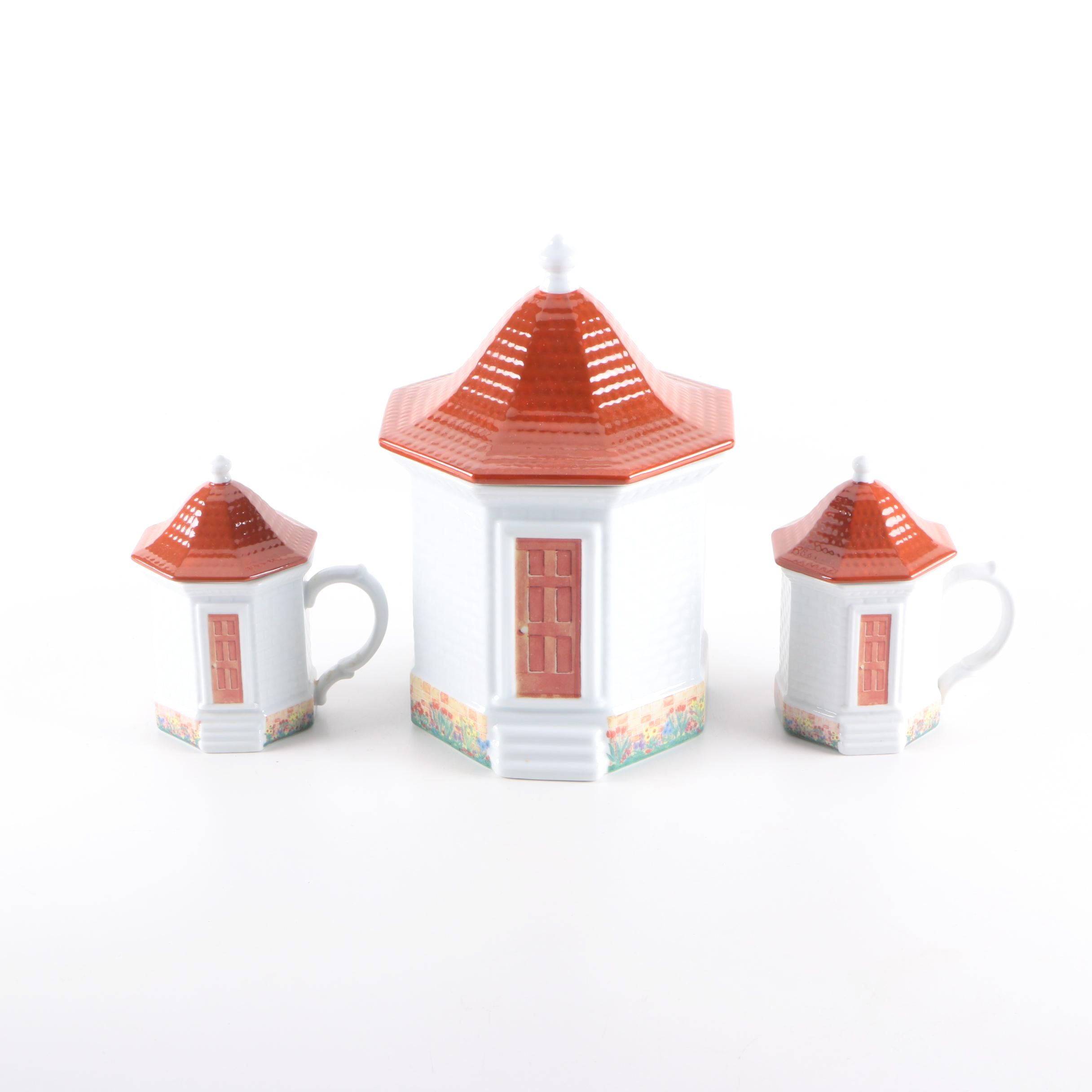Mount Vernon "The Garden House Collection" Porcelain Mugs and Jar