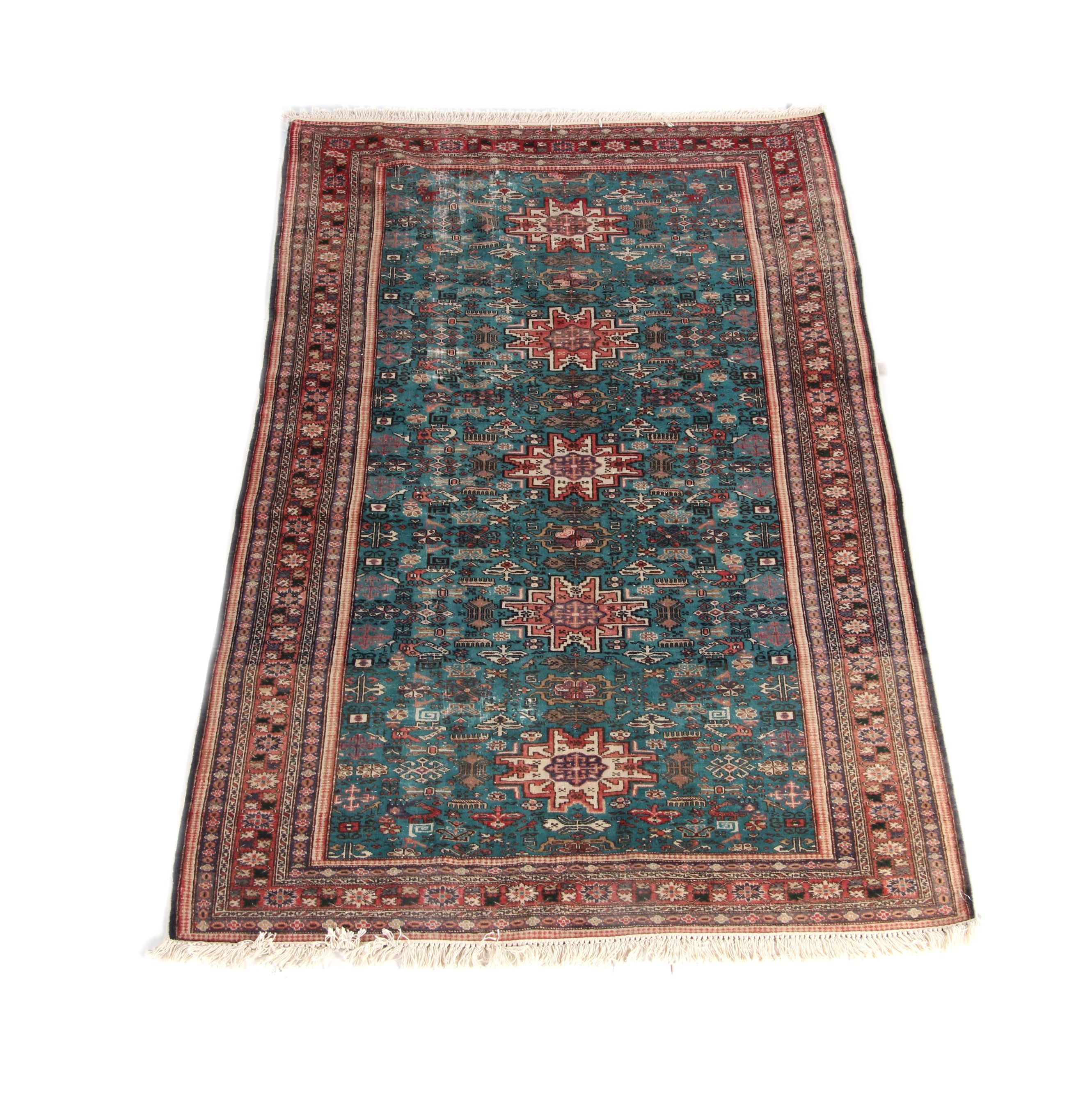 Hand-Knotted Kazak Lesghi Wool Area Rug