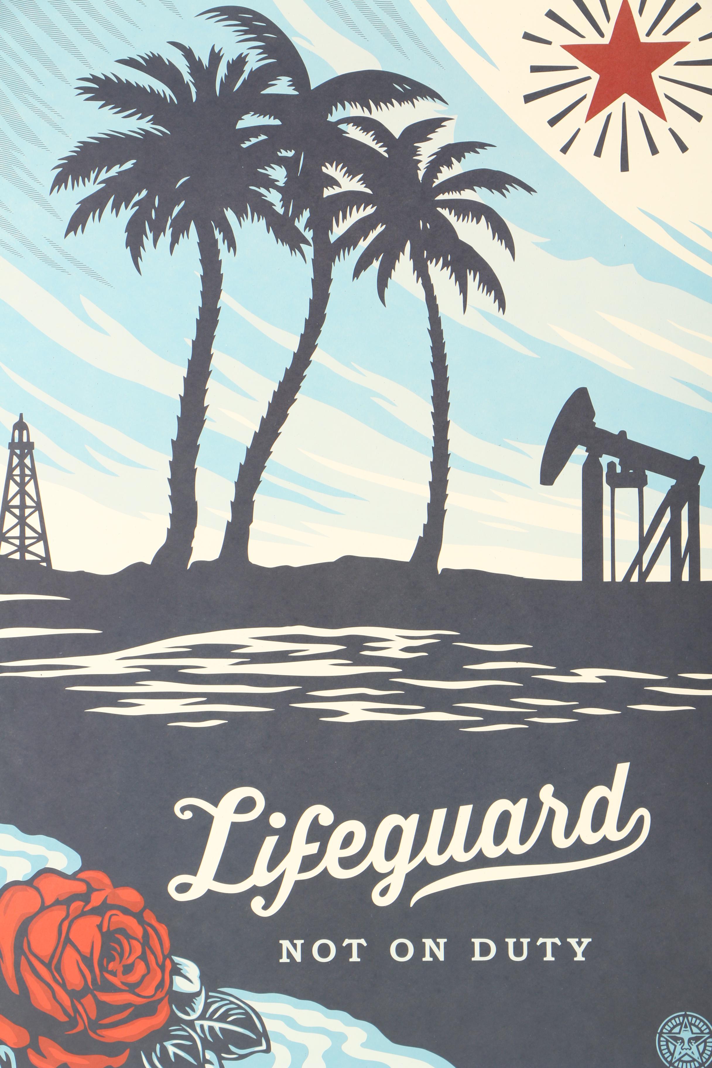Shepard Fairey Signed Offset Print "Lifeguard Not on Duty"