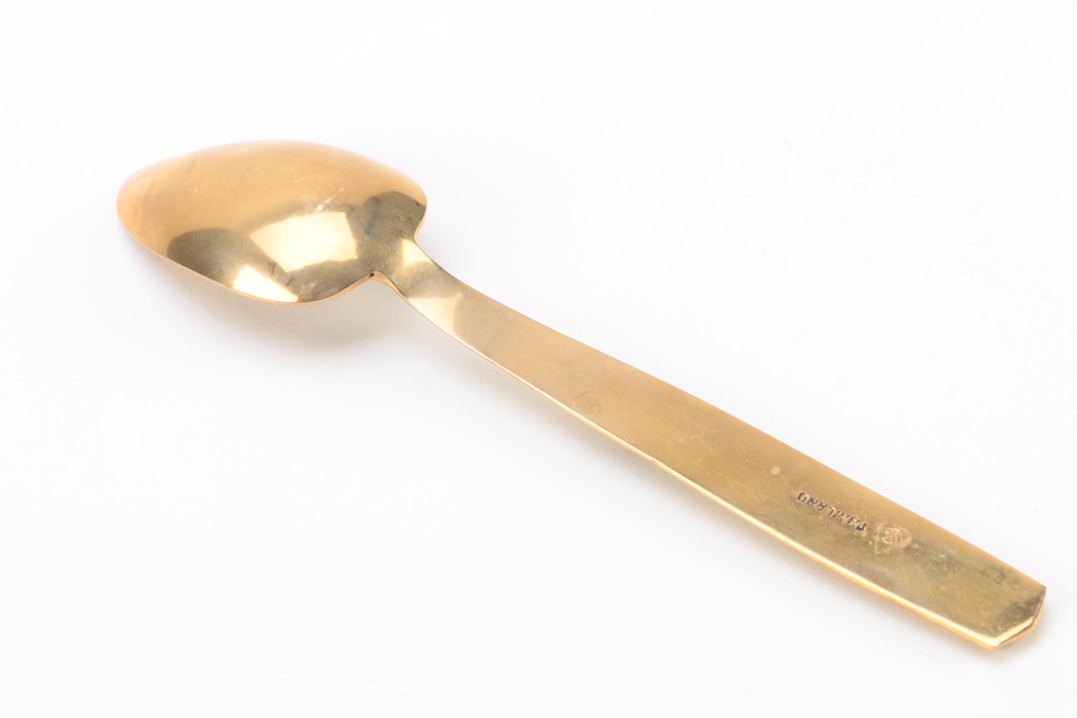 Thailand Brass Flatware Set with Wooden Flatware Storage Chest