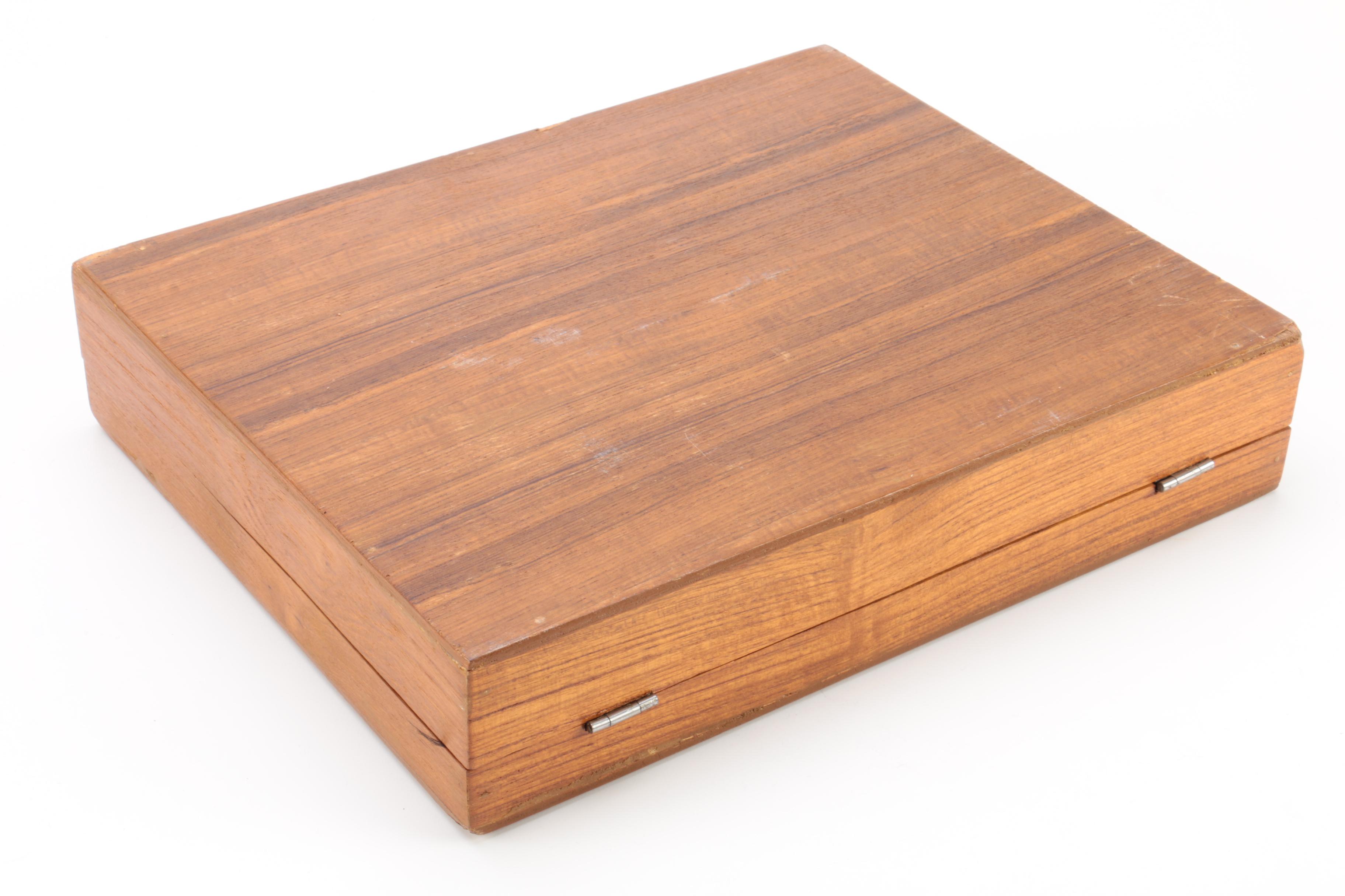 Thailand Brass Flatware Set with Wooden Flatware Storage Chest