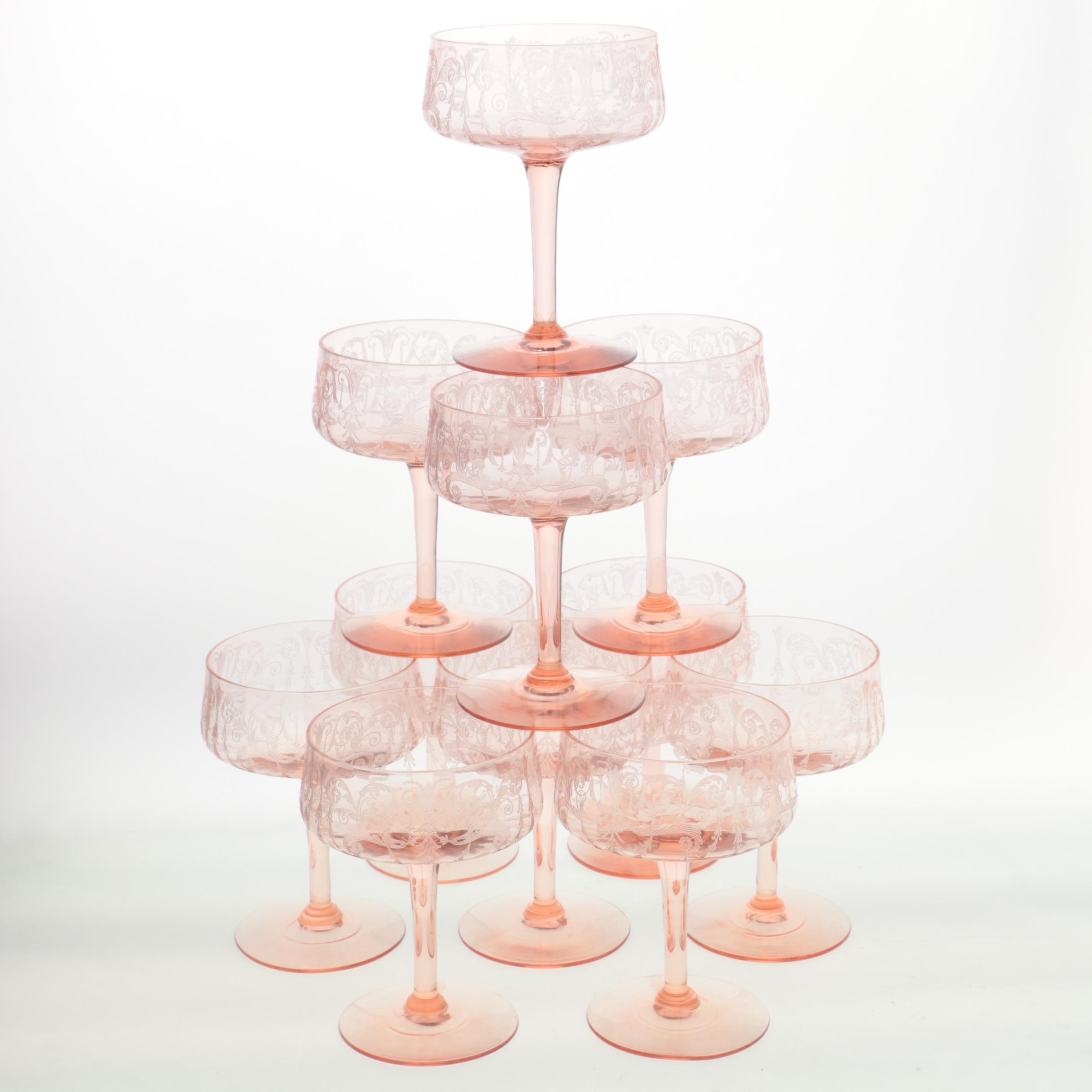 Depression Glass Pink Champagne Coupes