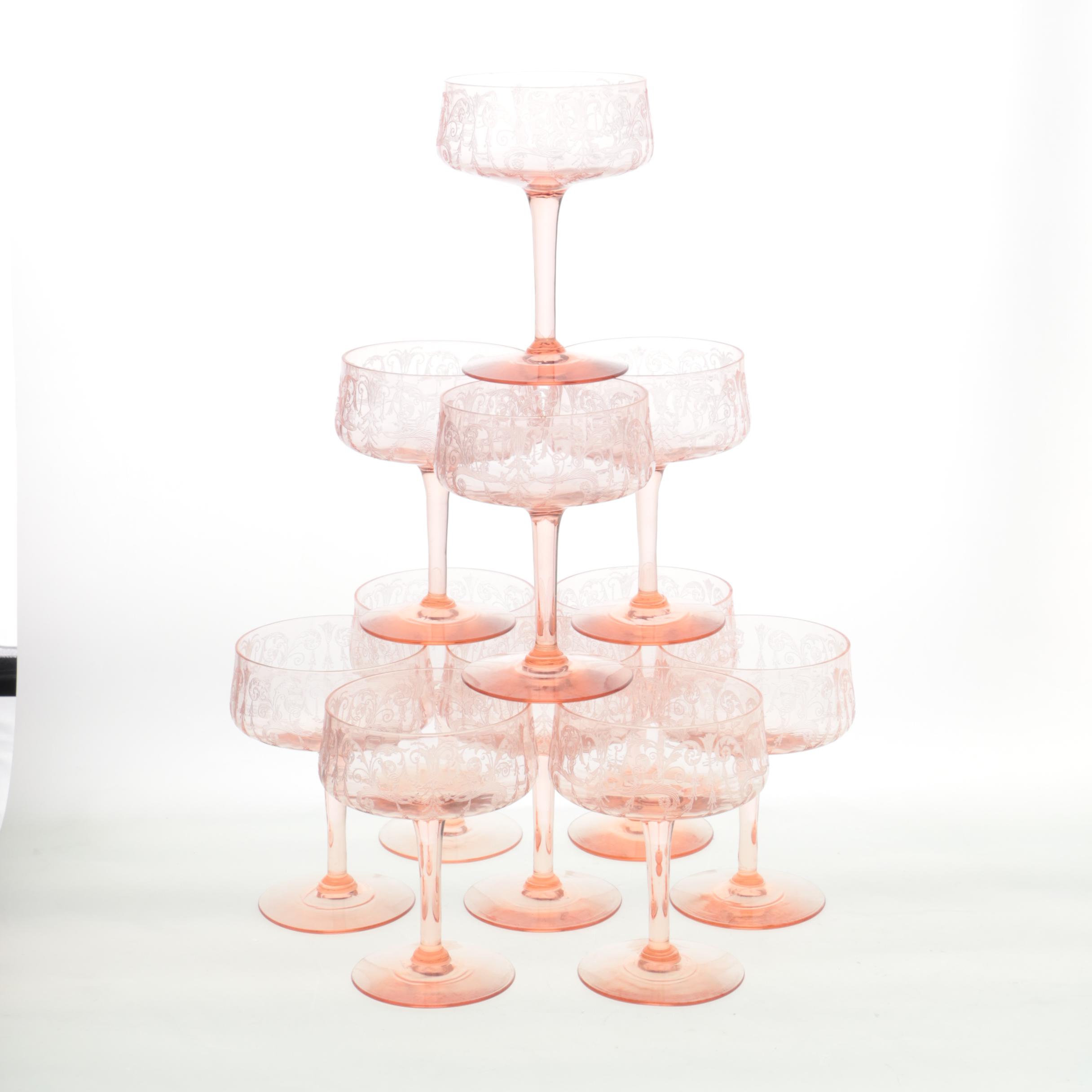 Depression Glass Pink Champagne Coupes
