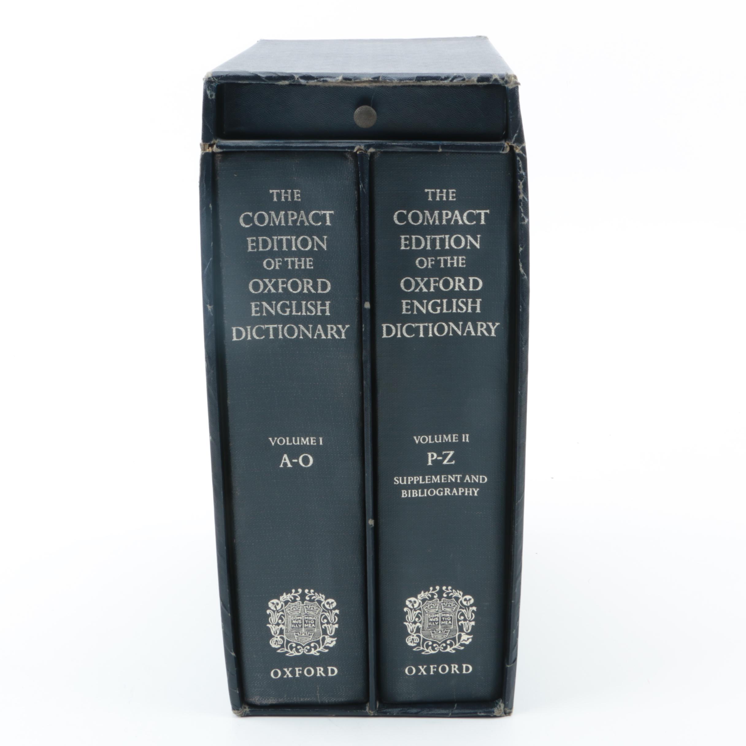 1971 "Compact Edition of the Oxford English Dictionary" Box Set with Magnifier
