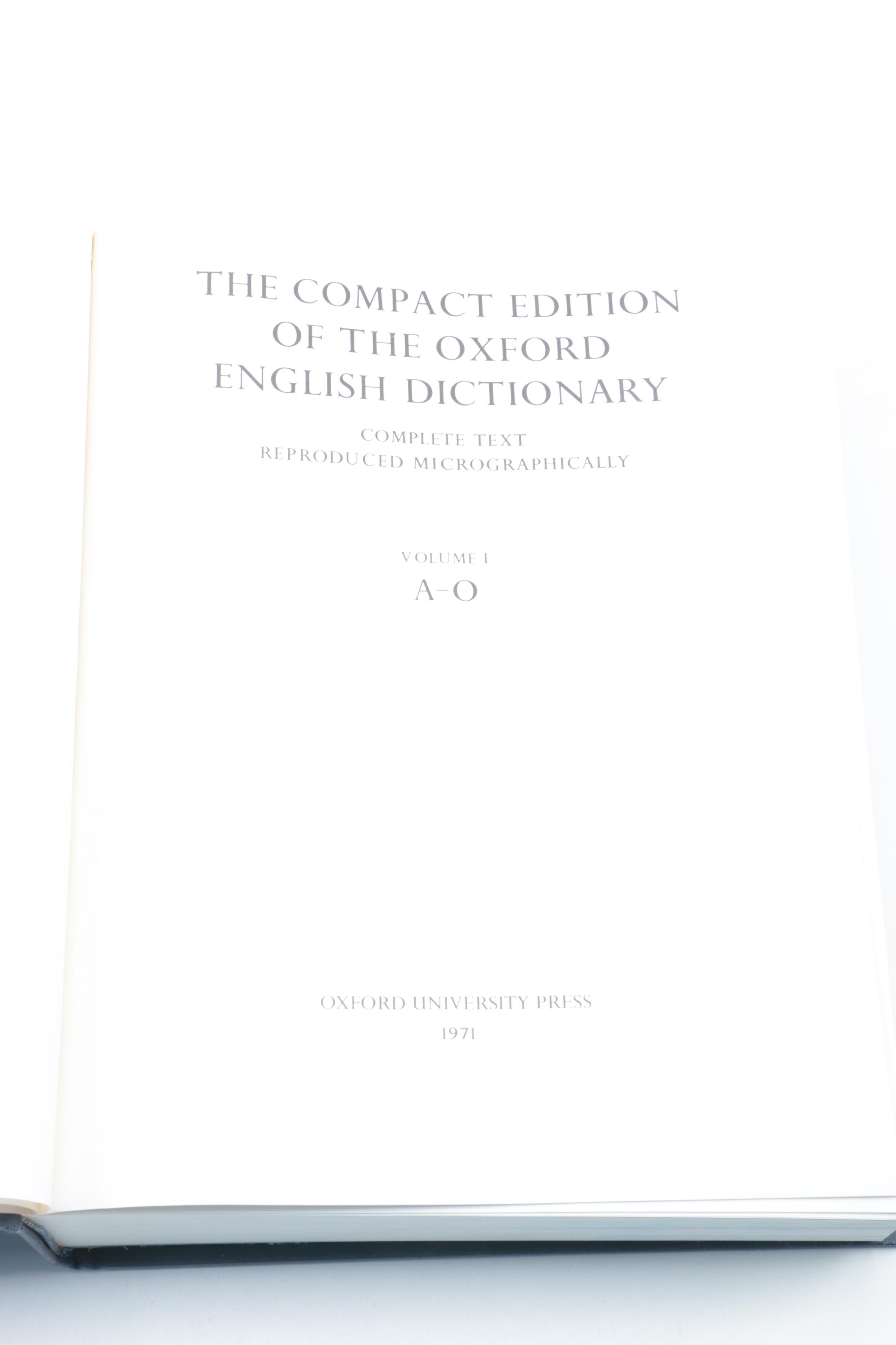 1971 "Compact Edition of the Oxford English Dictionary" Box Set with Magnifier