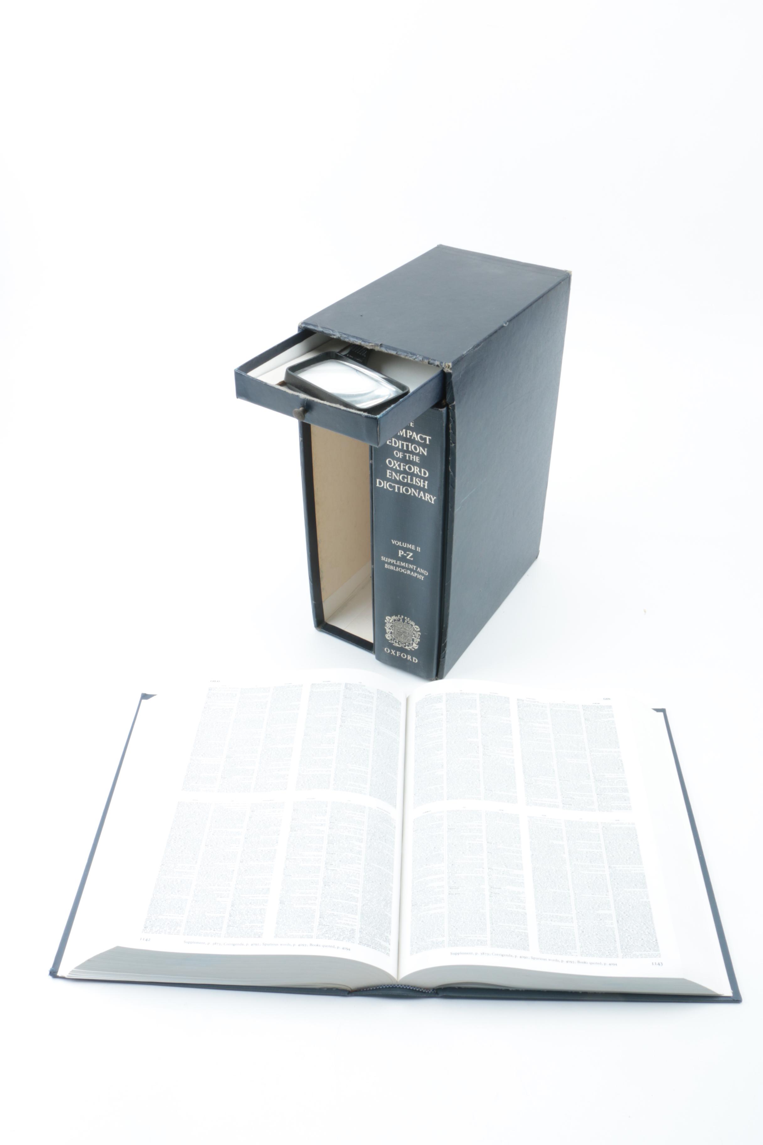 1971 "Compact Edition of the Oxford English Dictionary" Box Set with Magnifier