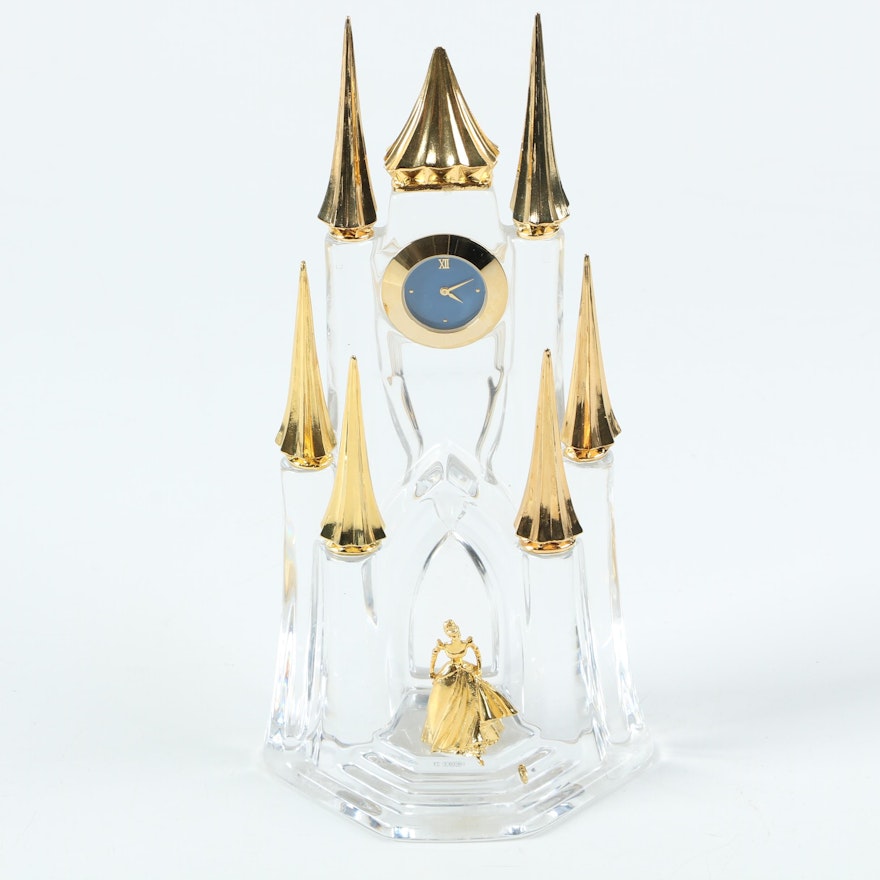 Franklin Mint "Midnight Enchantment" Crystal and Gold Clock by Gerda Neubacher