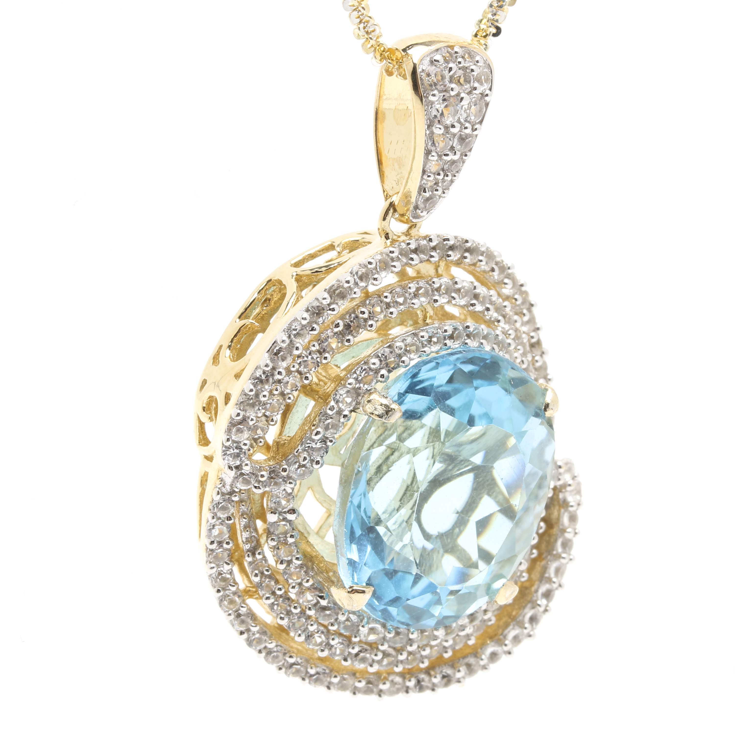 Gold Wash on Sterling Silver Topaz, Jadeite and White Sapphire Necklaces