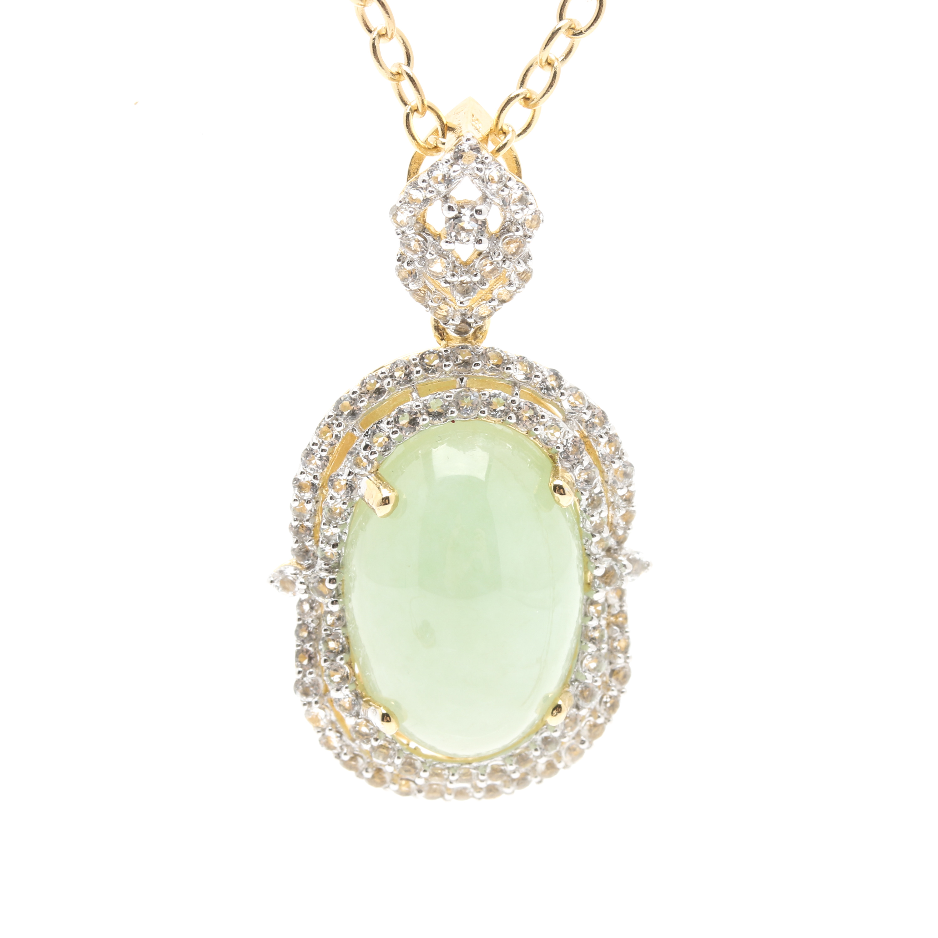 Gold Wash on Sterling Silver Topaz, Jadeite and White Sapphire Necklaces