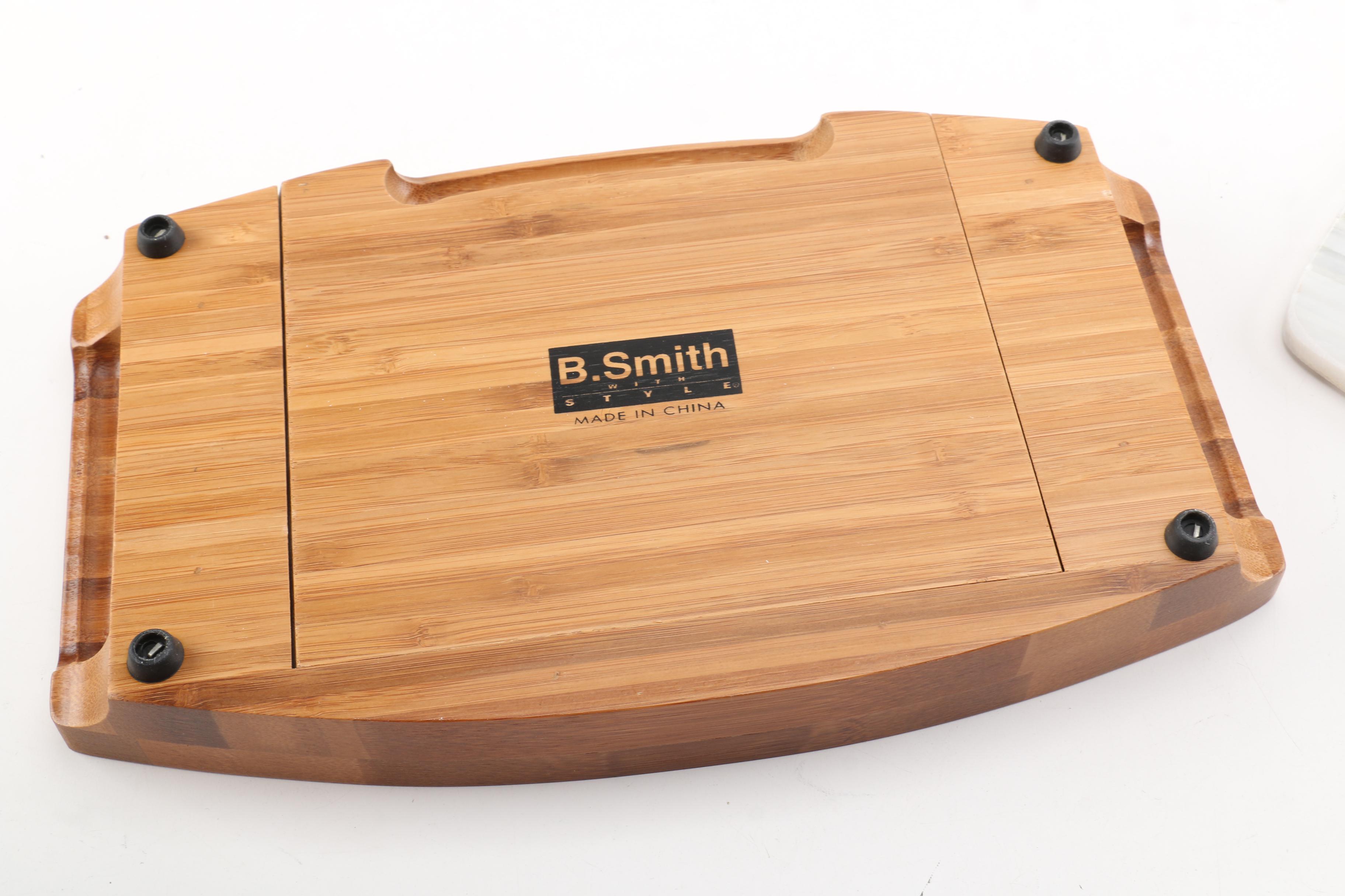 B. Smith Marble and Wood Cheese Board With Serving Tools