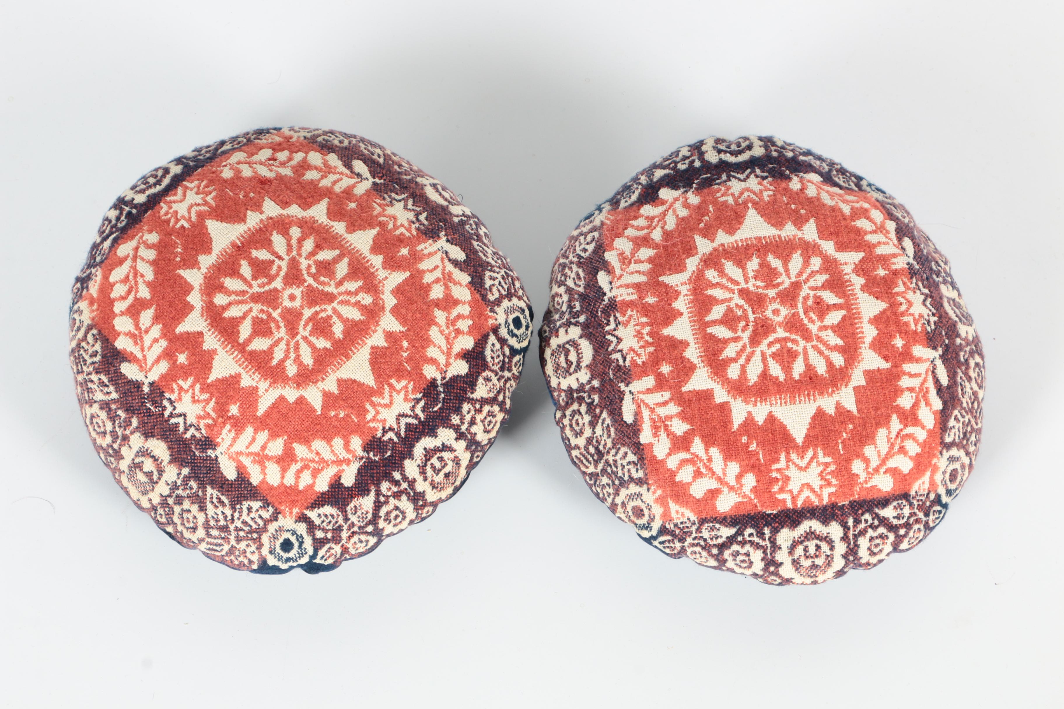 Antique Woven Wool Coverlet And Pillows