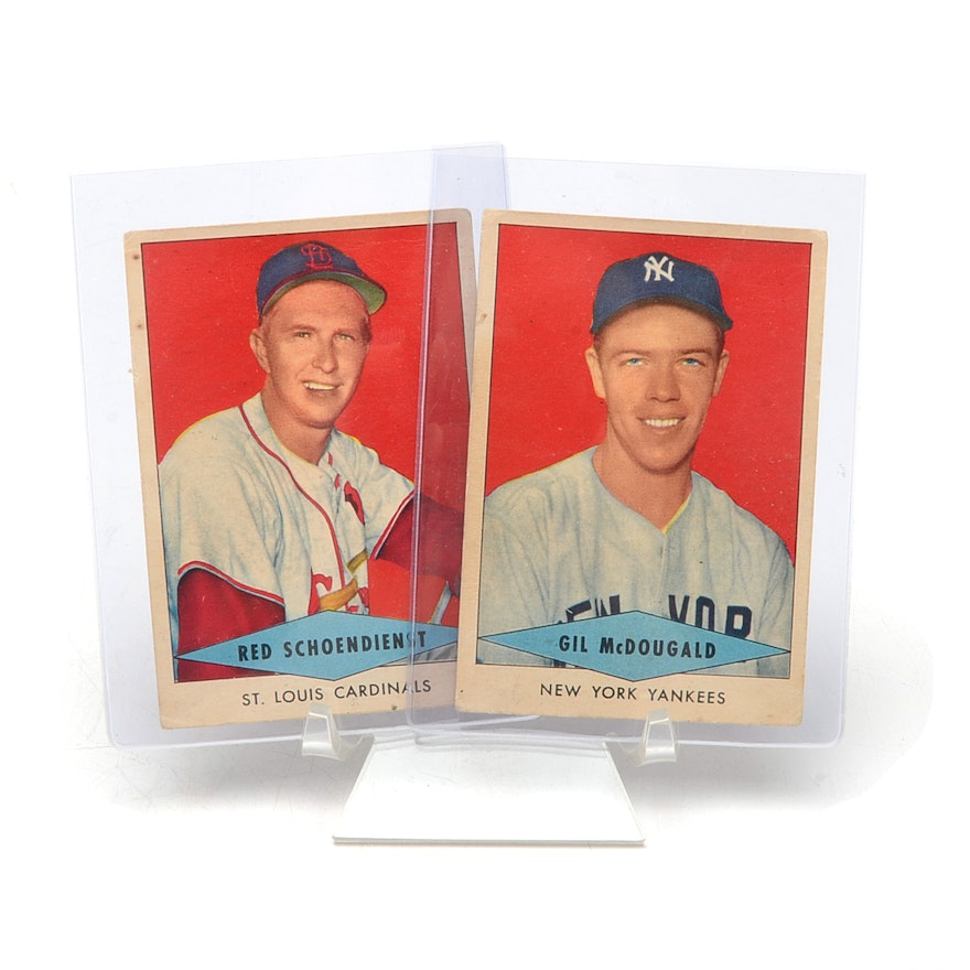 McDougald and Schoendienst 1954 Red Heart Cards