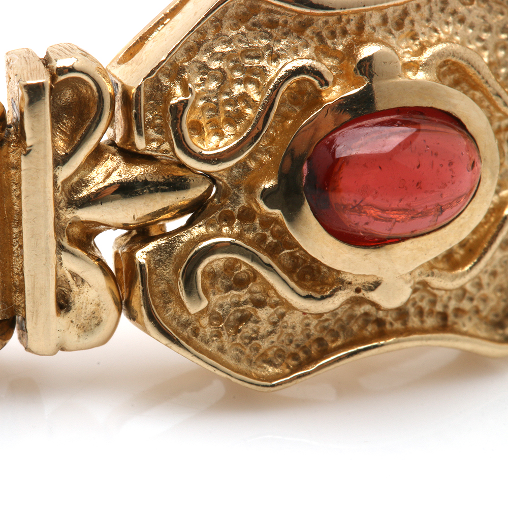 14K Yellow Gold Multi-Gemstone Fancy Link Bracelet