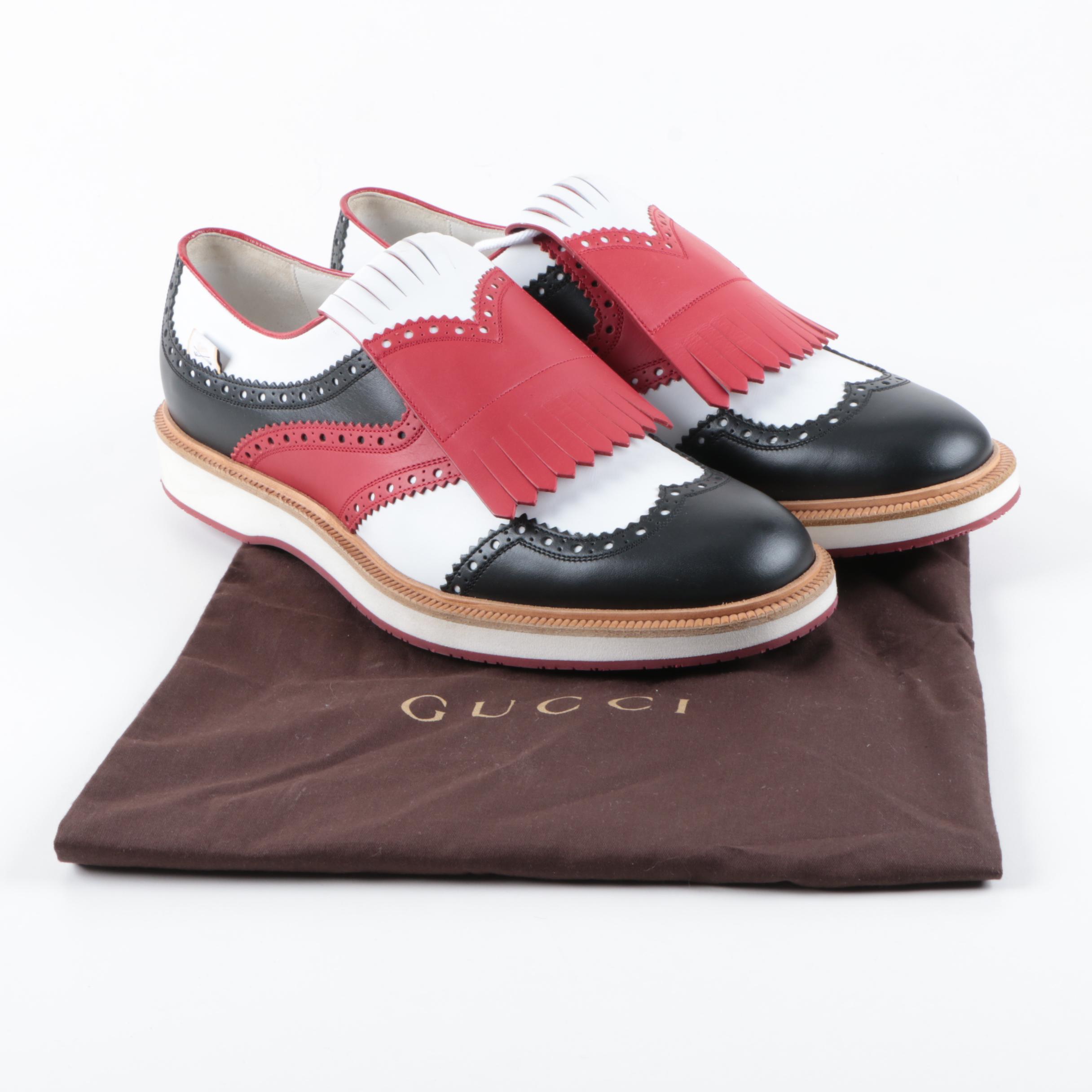 Men's Gucci Color Block Wingtip Golf Shoes