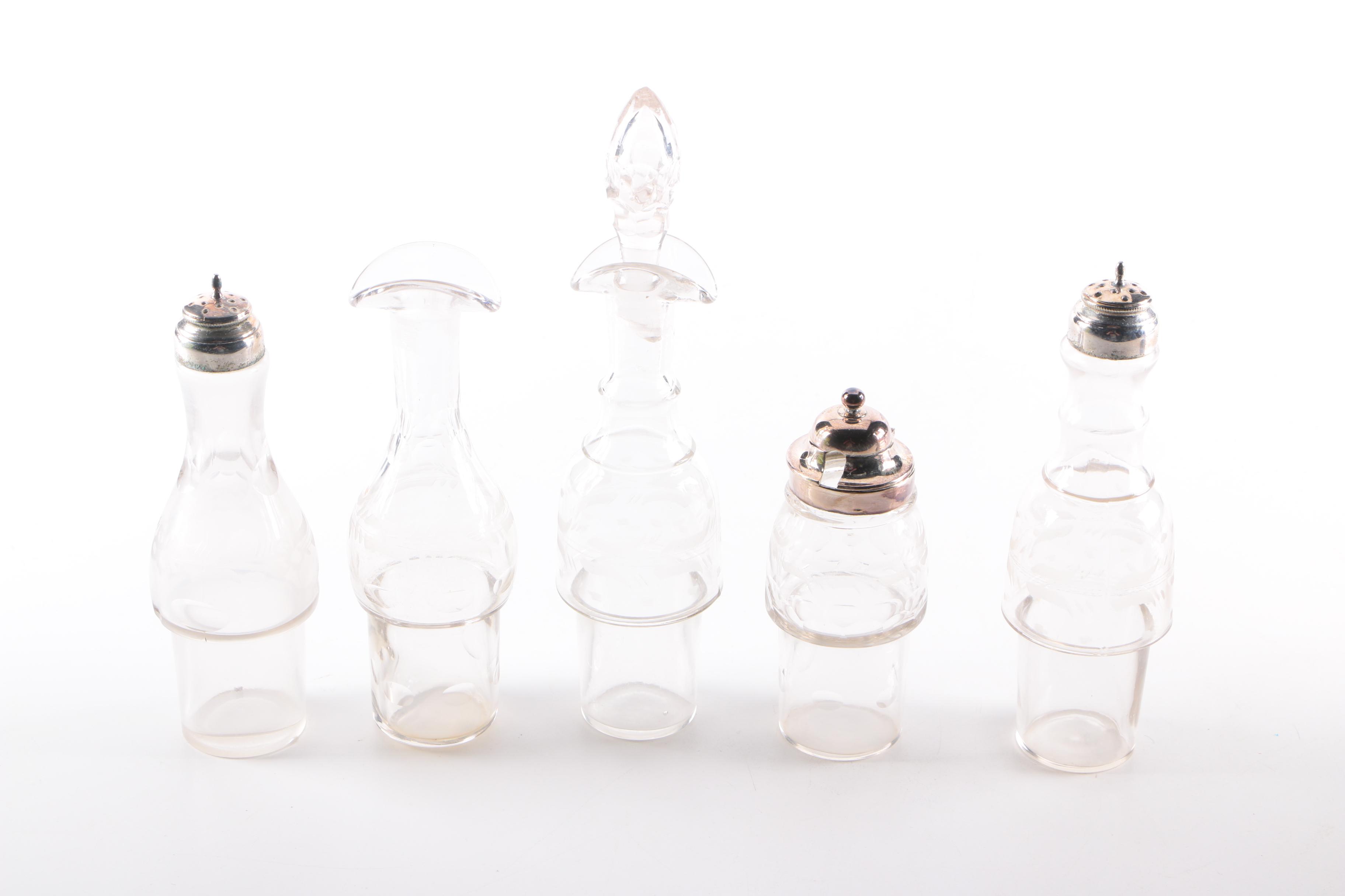 Silver Plate and Glass Cruet Set