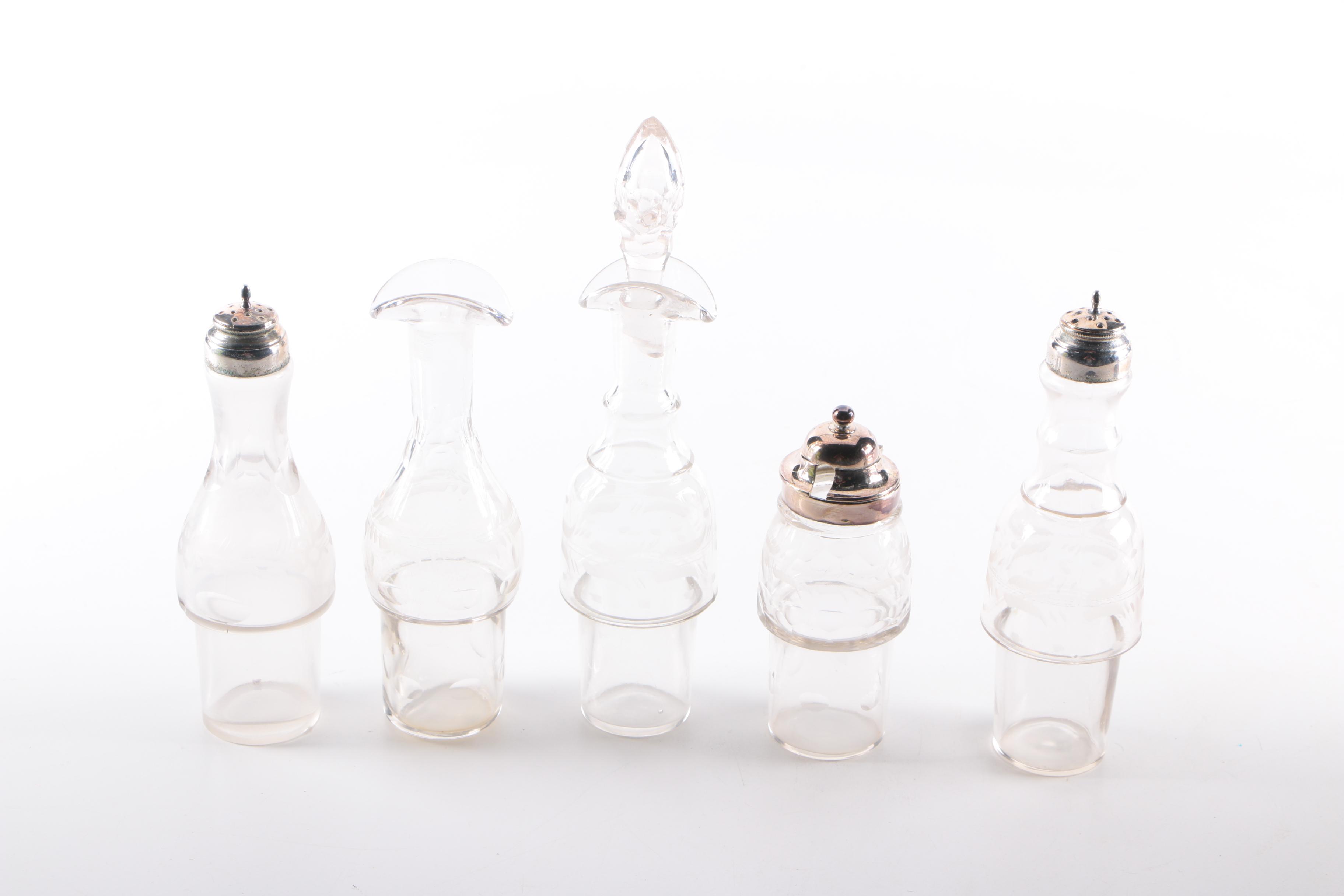 Silver Plate and Glass Cruet Set