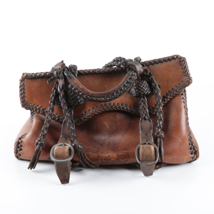 Vintage Tooled Leather Satchel