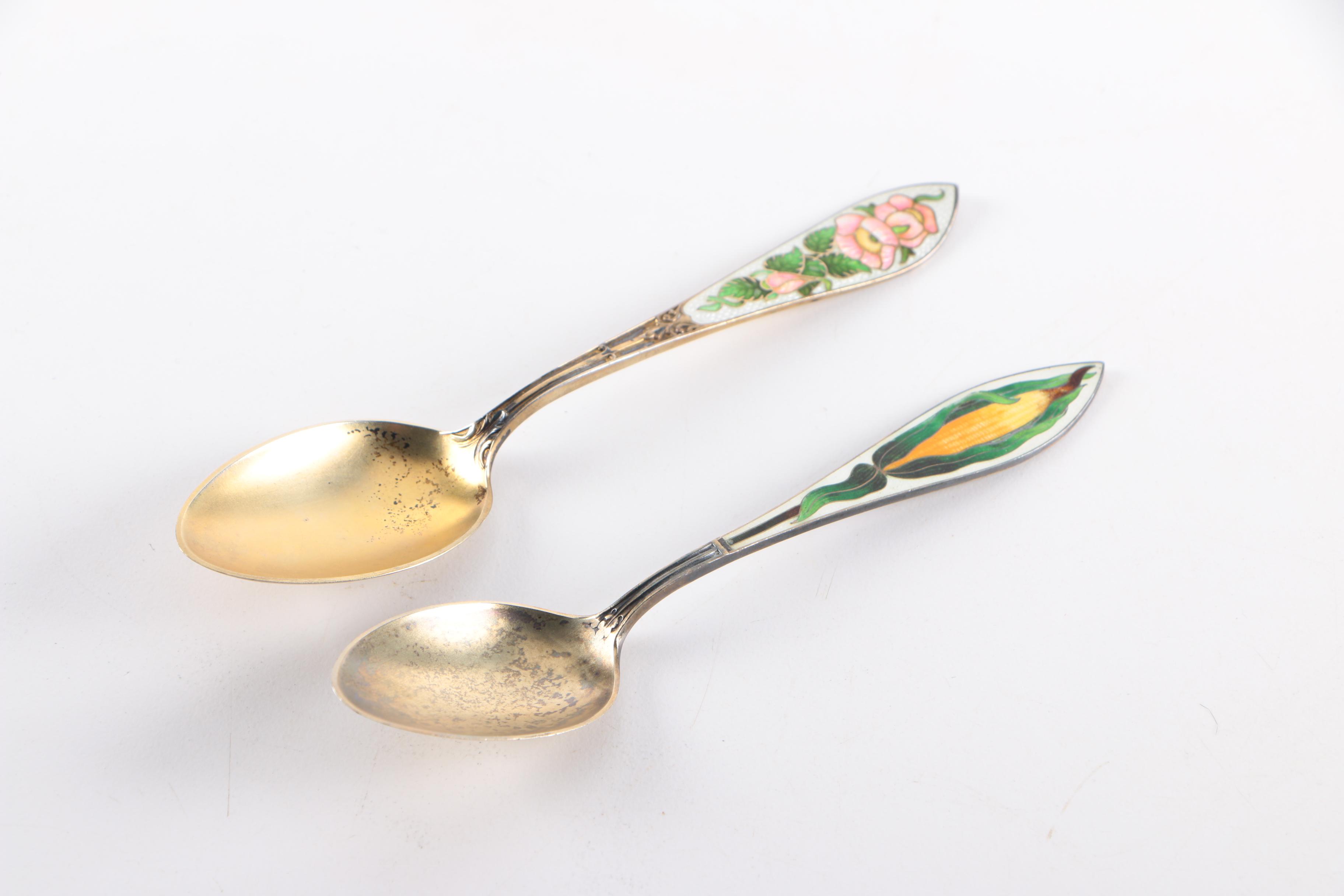 Watson Company Sterling Silver and Enamel Spoons