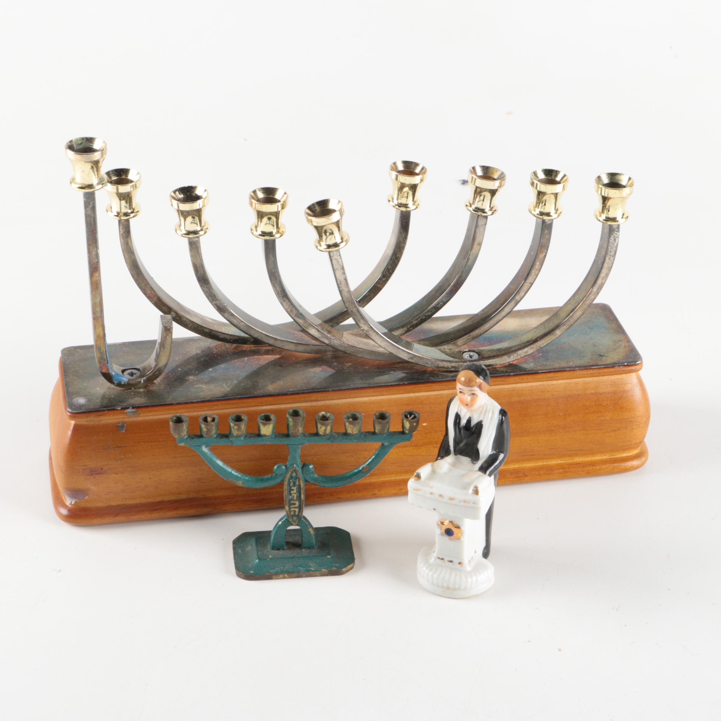 Assorted Menorahs and Figurine