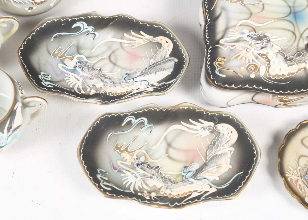 Vintage Japanese Kutani Ware Lithophane Tea Service